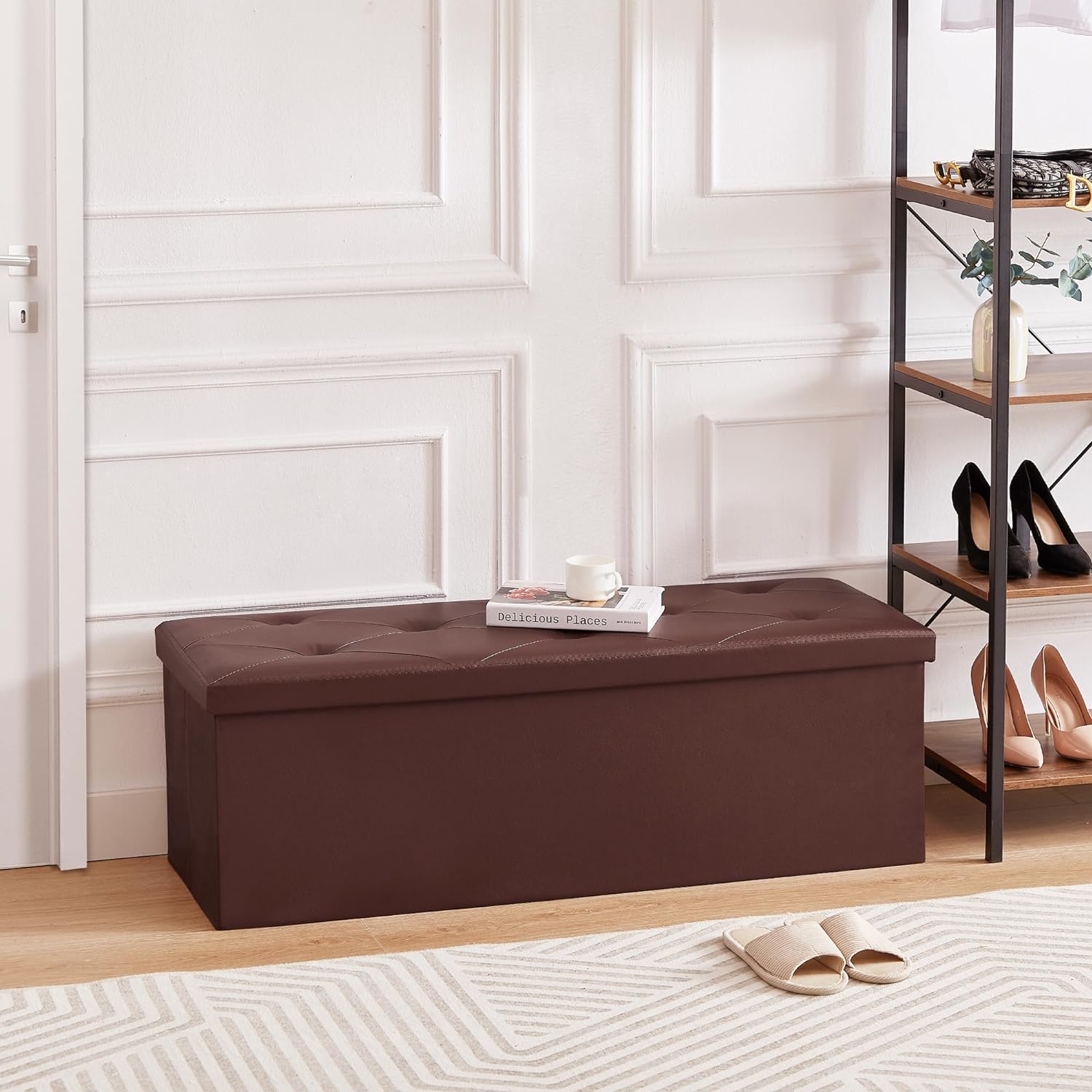 VECELO Storage Ottoman Bench End of Bed 43'' Footstool Footrest Stool Shoestool