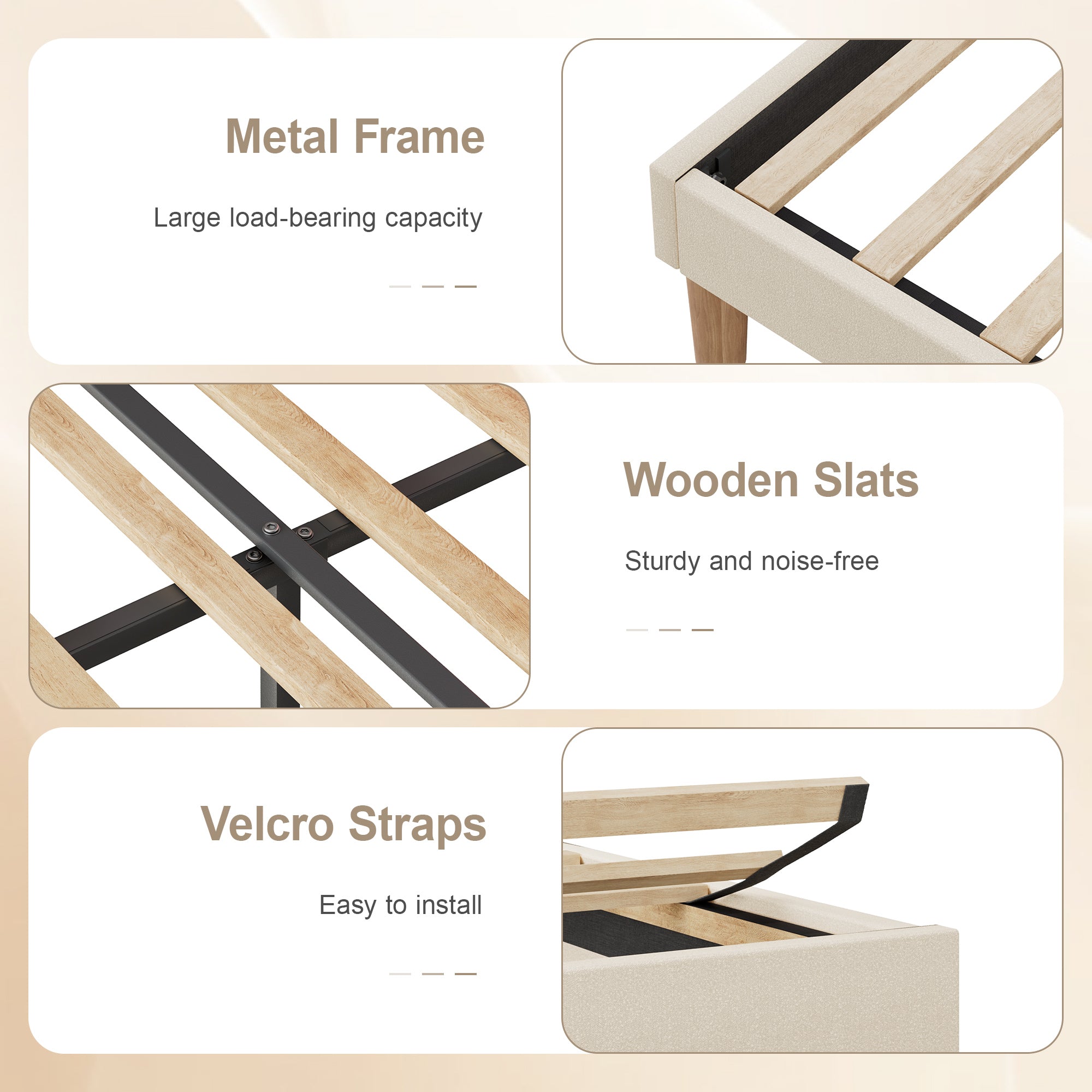 VECELO Twin Size Bed Frame, Upholstered Platform Bedframe with Height Adjustable Plush Fabric Headboard