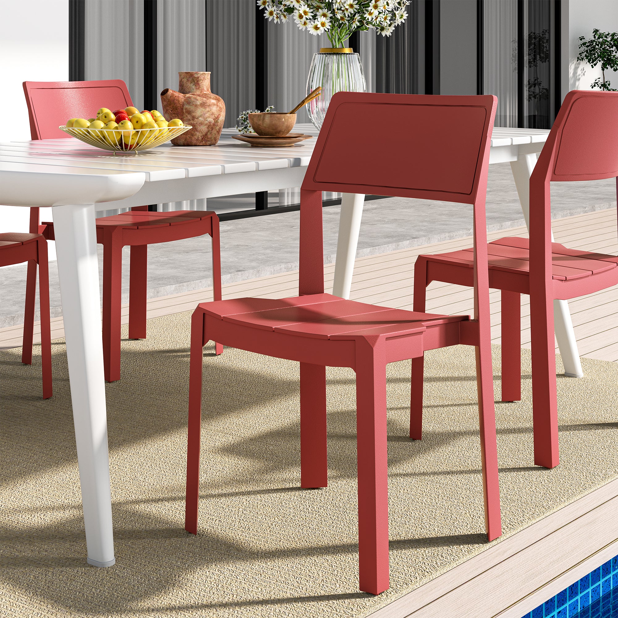 VECELO Dining Chairs Set of 4, Stackable Plastic Kitchen Chairs - VECELO