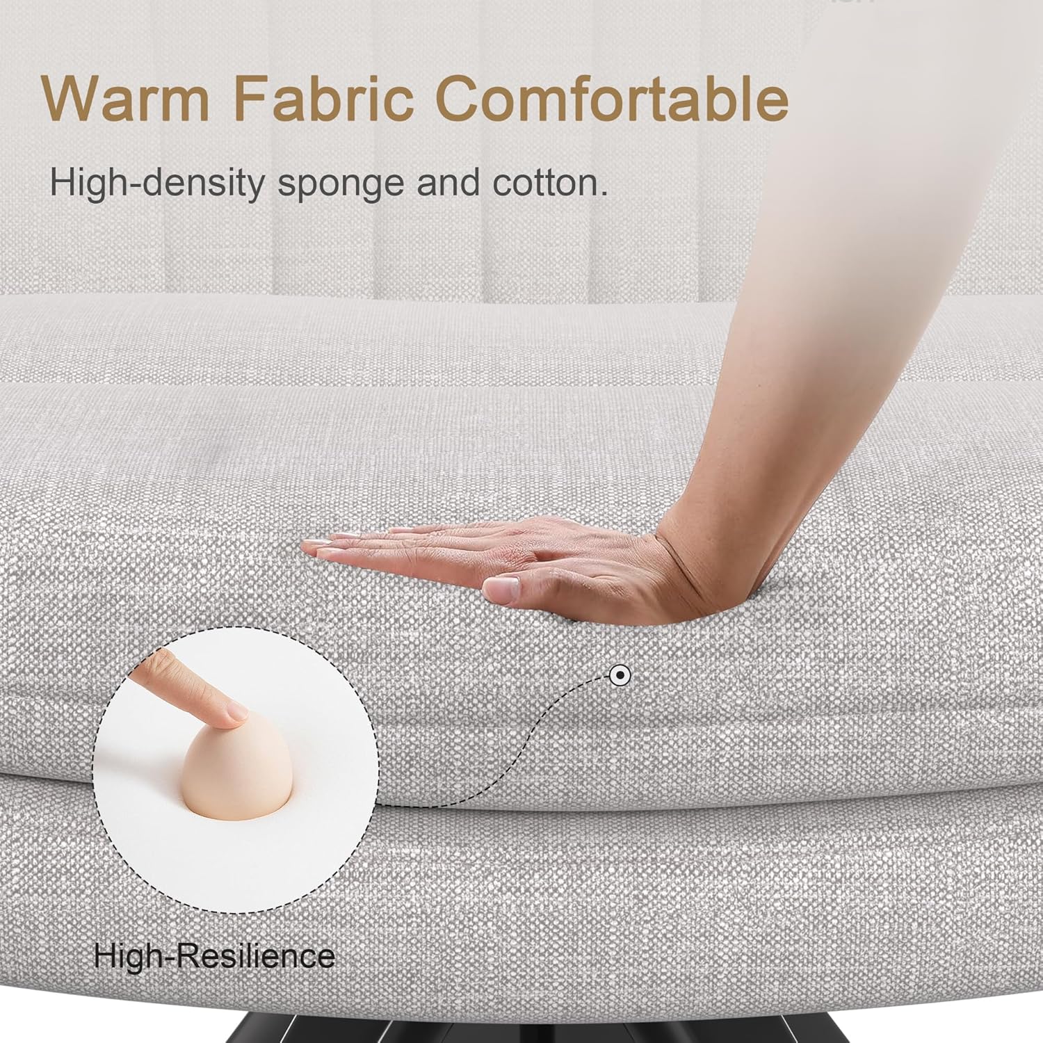 VECELO Armless Office Desk Chair, Criss Cross Legged Vanity Chair with Wide Padded Seat - VECELO