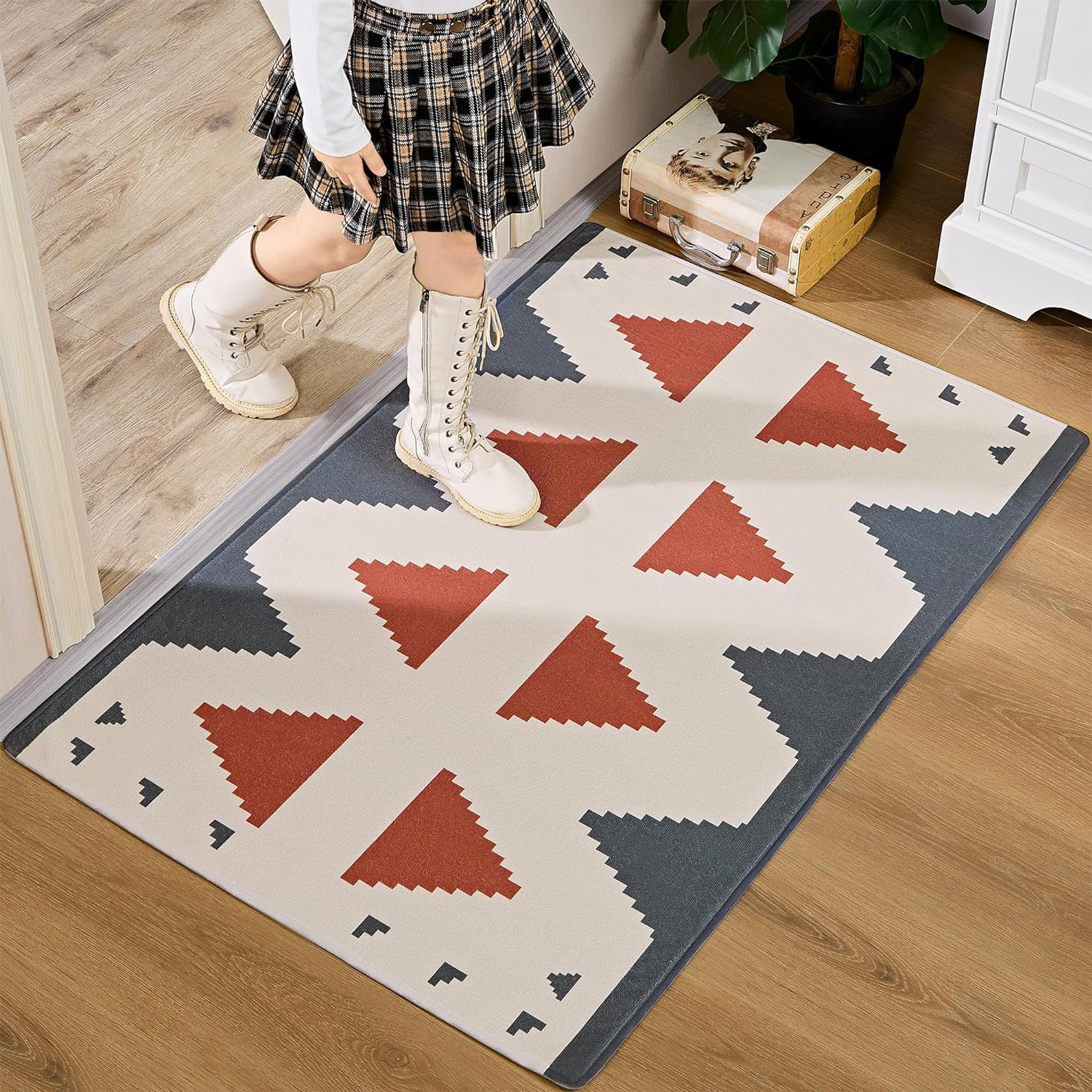 VECELO Front Door Mat Indoor Welcome Mat Outdoor, Absorbent Muddy Kitchen Rugs