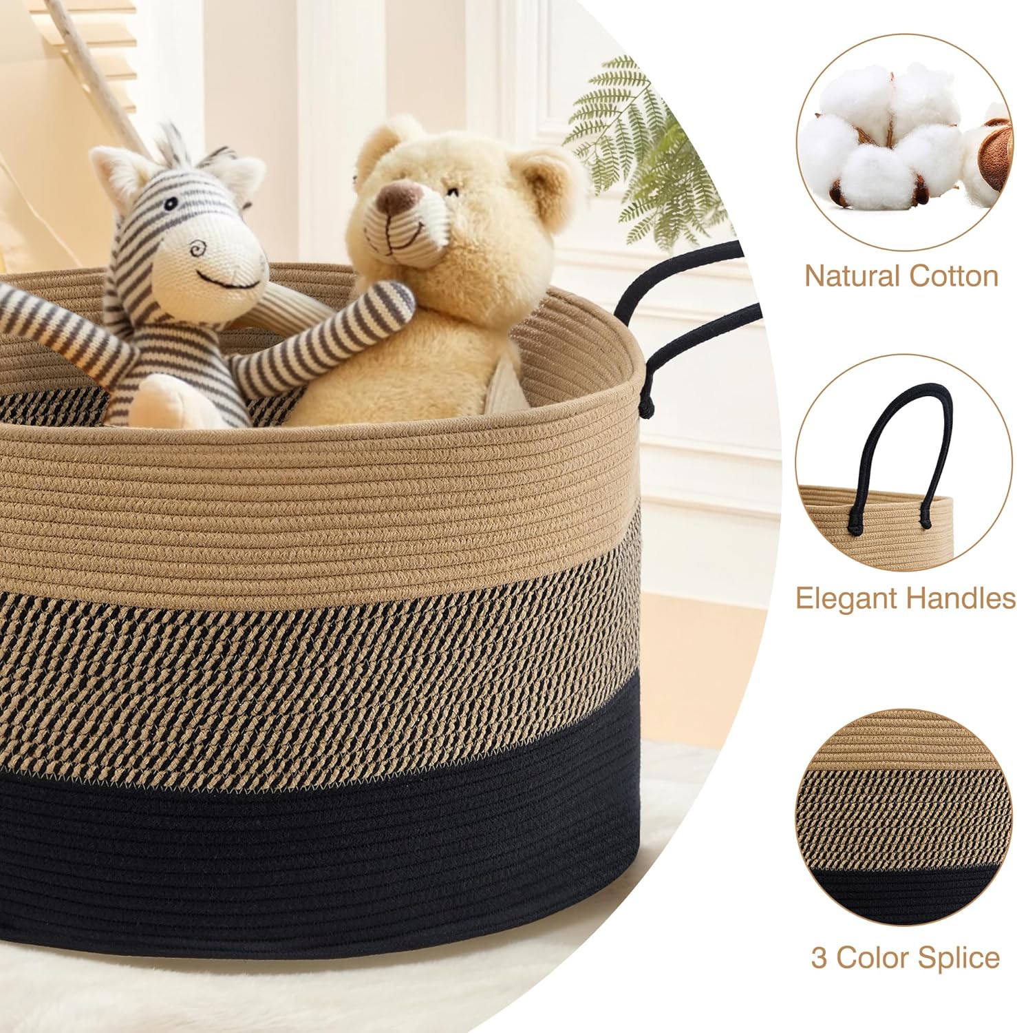 VECELO Large Blanket Basket (21.7"x13.8")