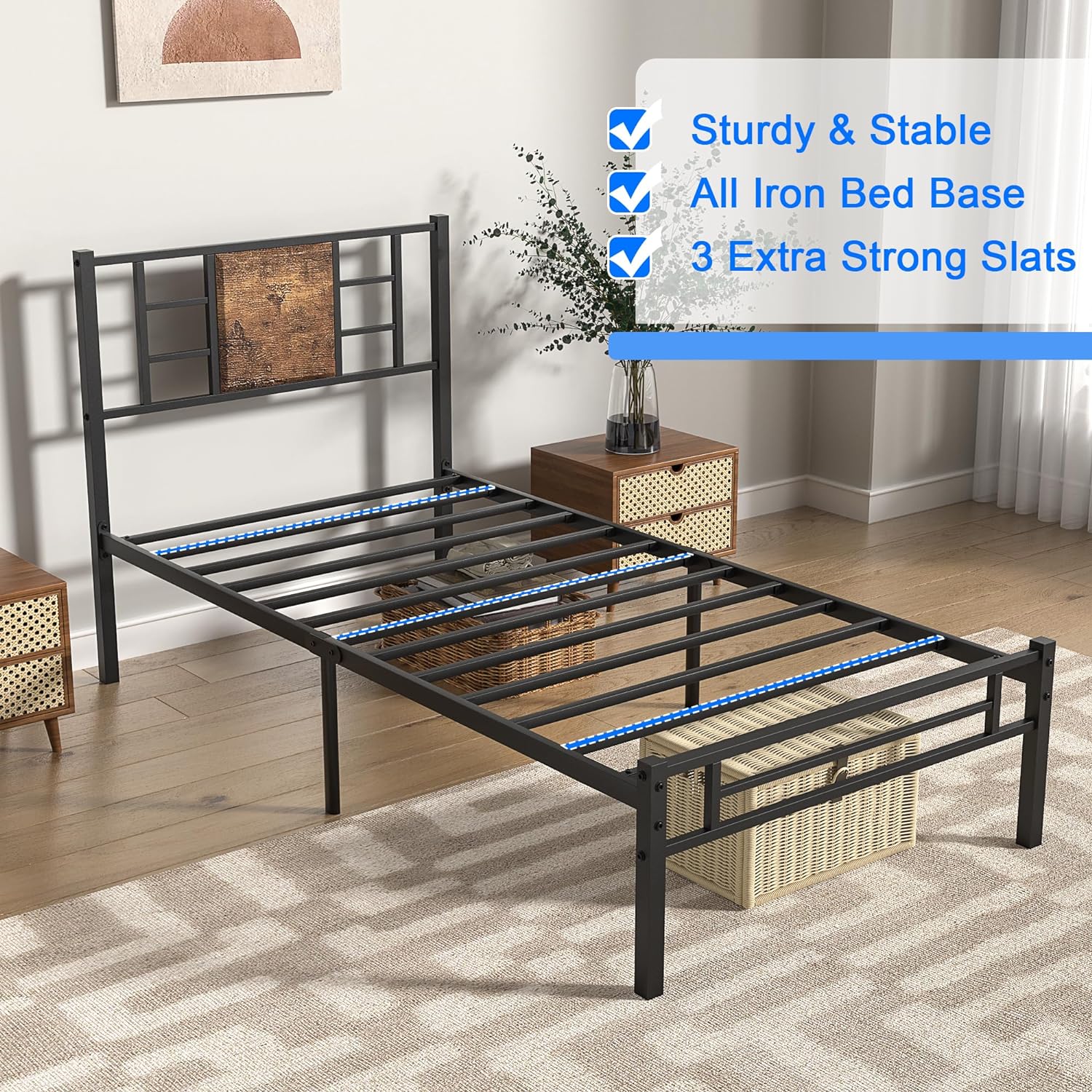 VECELO Platform Bed Frame Mattress Foundation with Headboard and Footboard