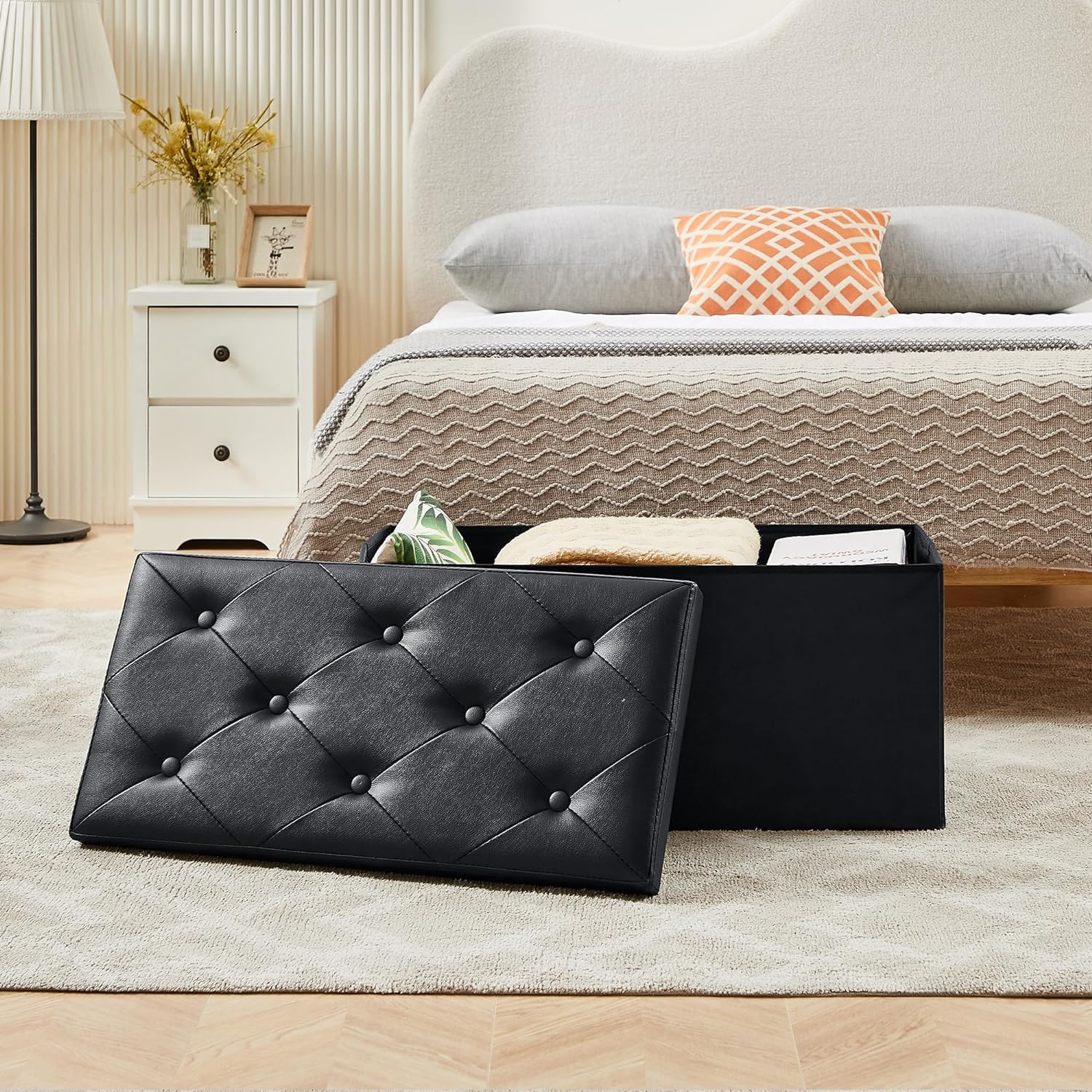 VECELO Storage Ottoman Bench End of Bed 43'' Footstool Footrest Stool Shoestool