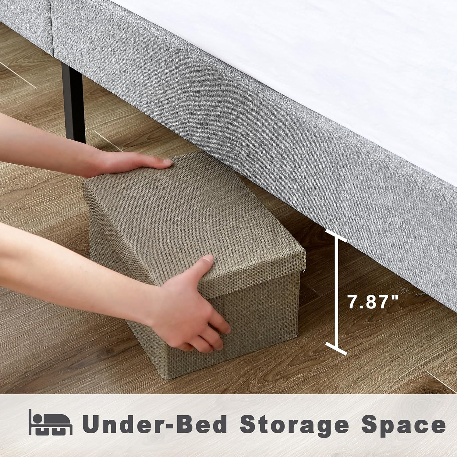 VECELO Bed Frame, Upholstered Platform with Adjustable Diamond Tufted Headboard