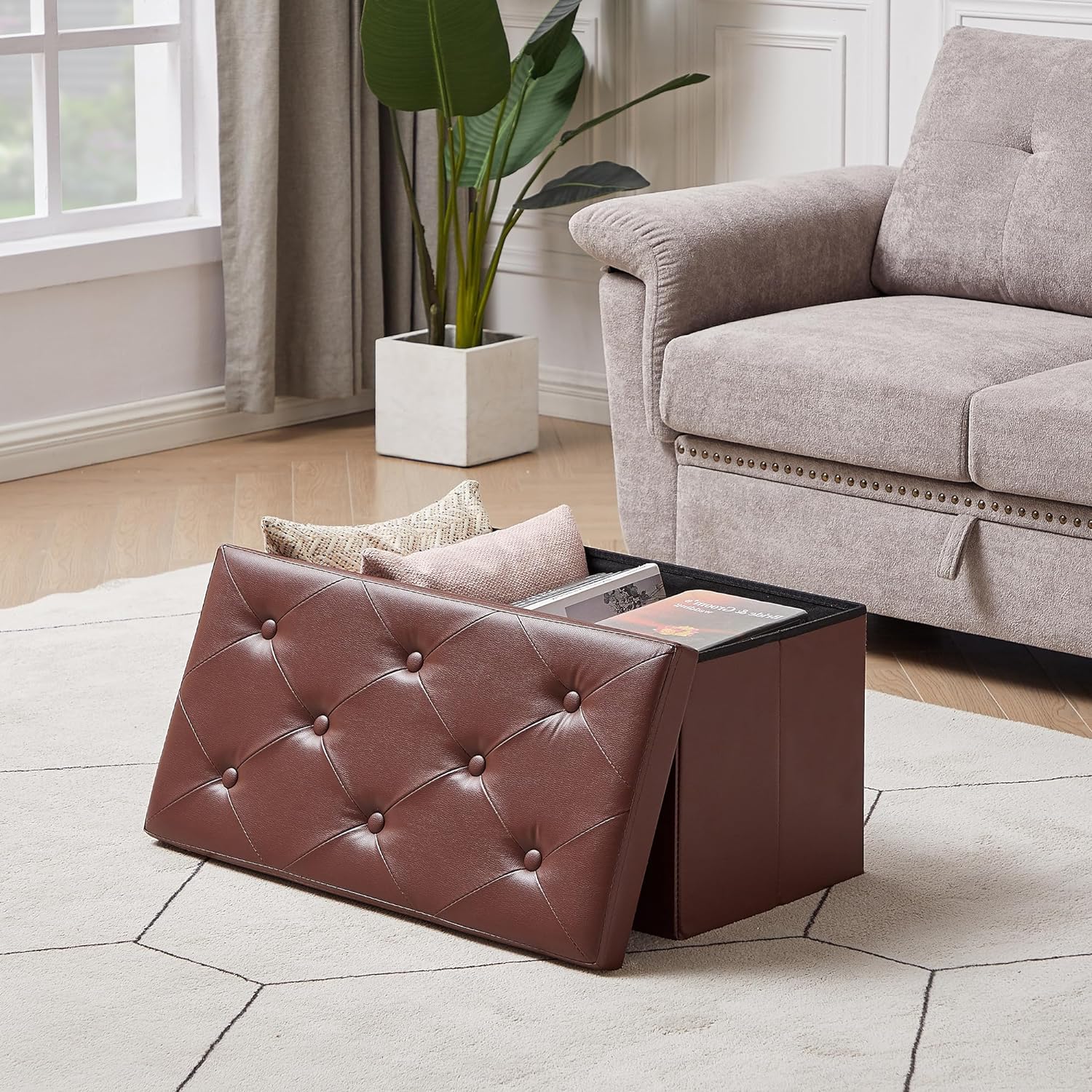 VECELO Storage Ottoman Bench End of Bed 43'' Footstool Footrest Stool Shoestool