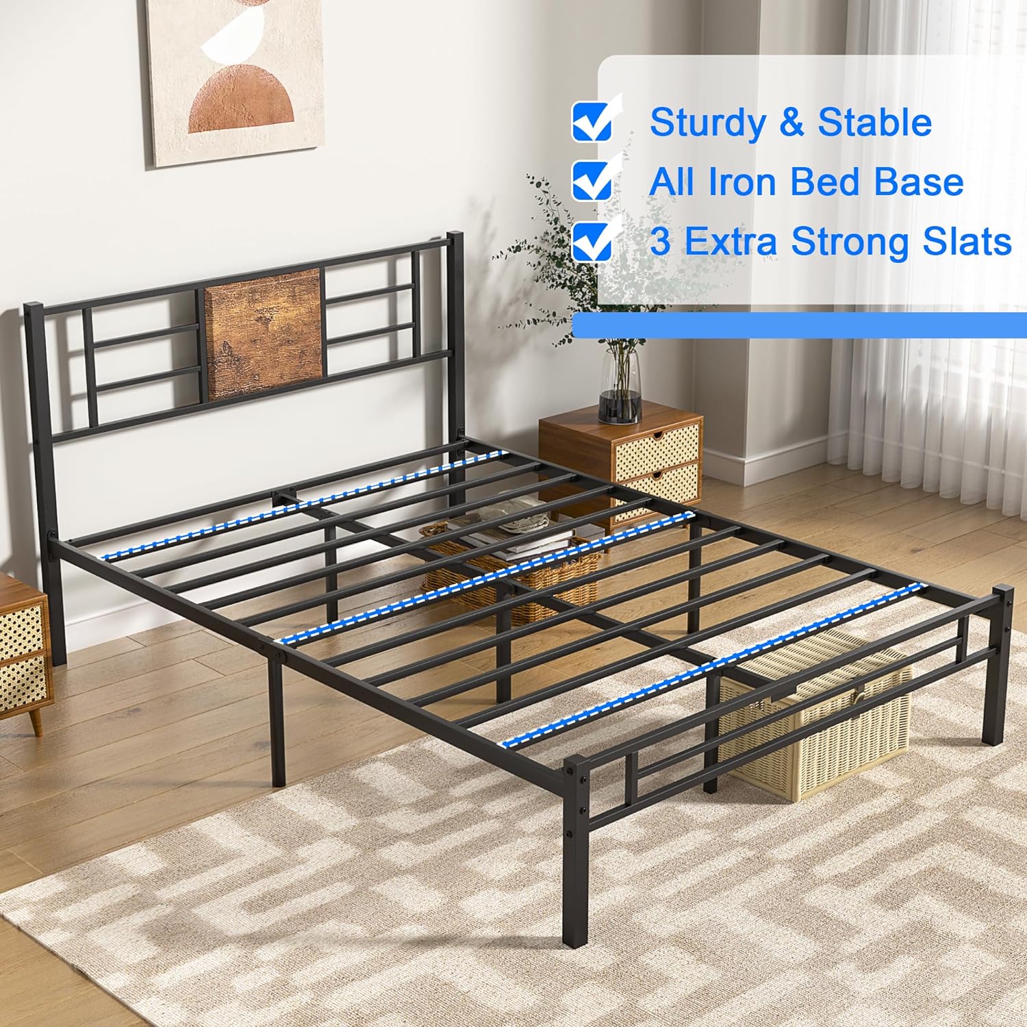 VECELO Platform Bed Frame Mattress Foundation with Headboard and Footboard