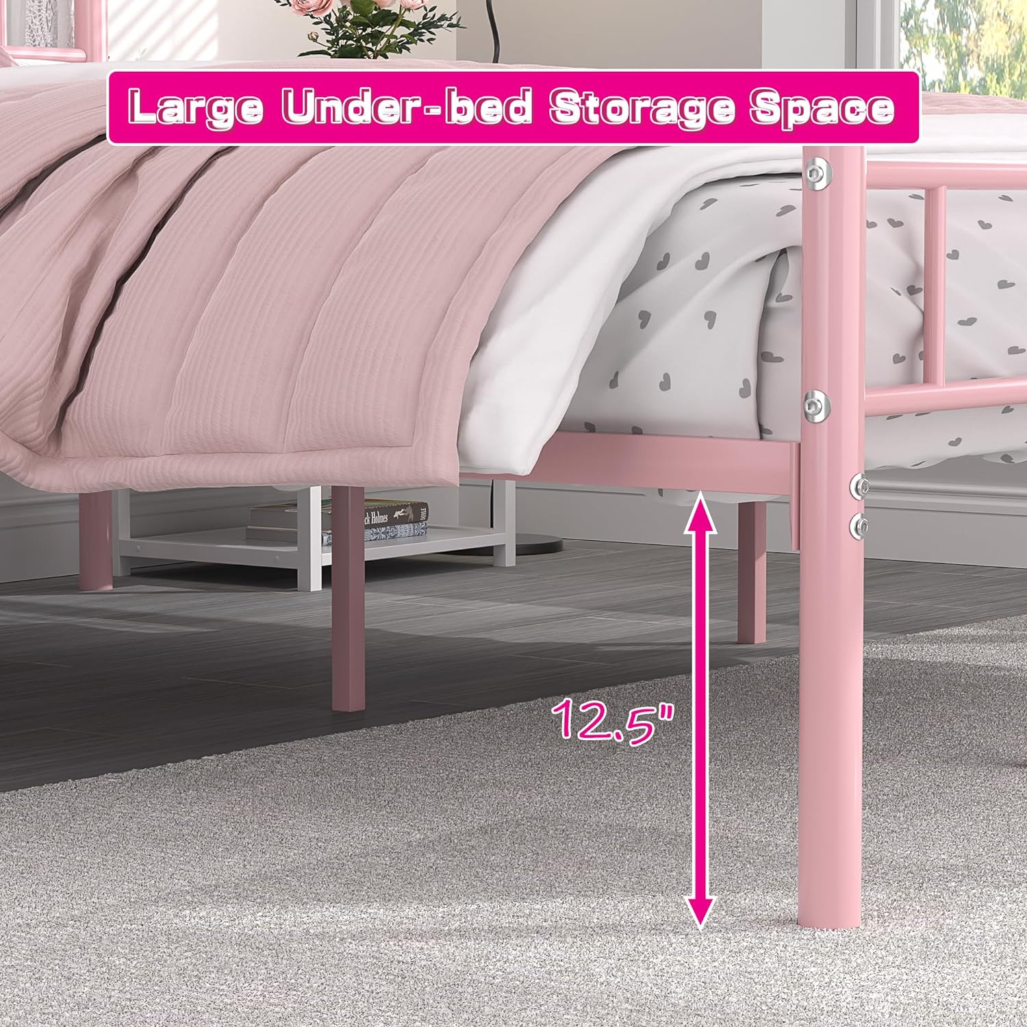 VECELO Metal Platform Bed Frame Mattress Foundation Decorative Headboard & Footboard