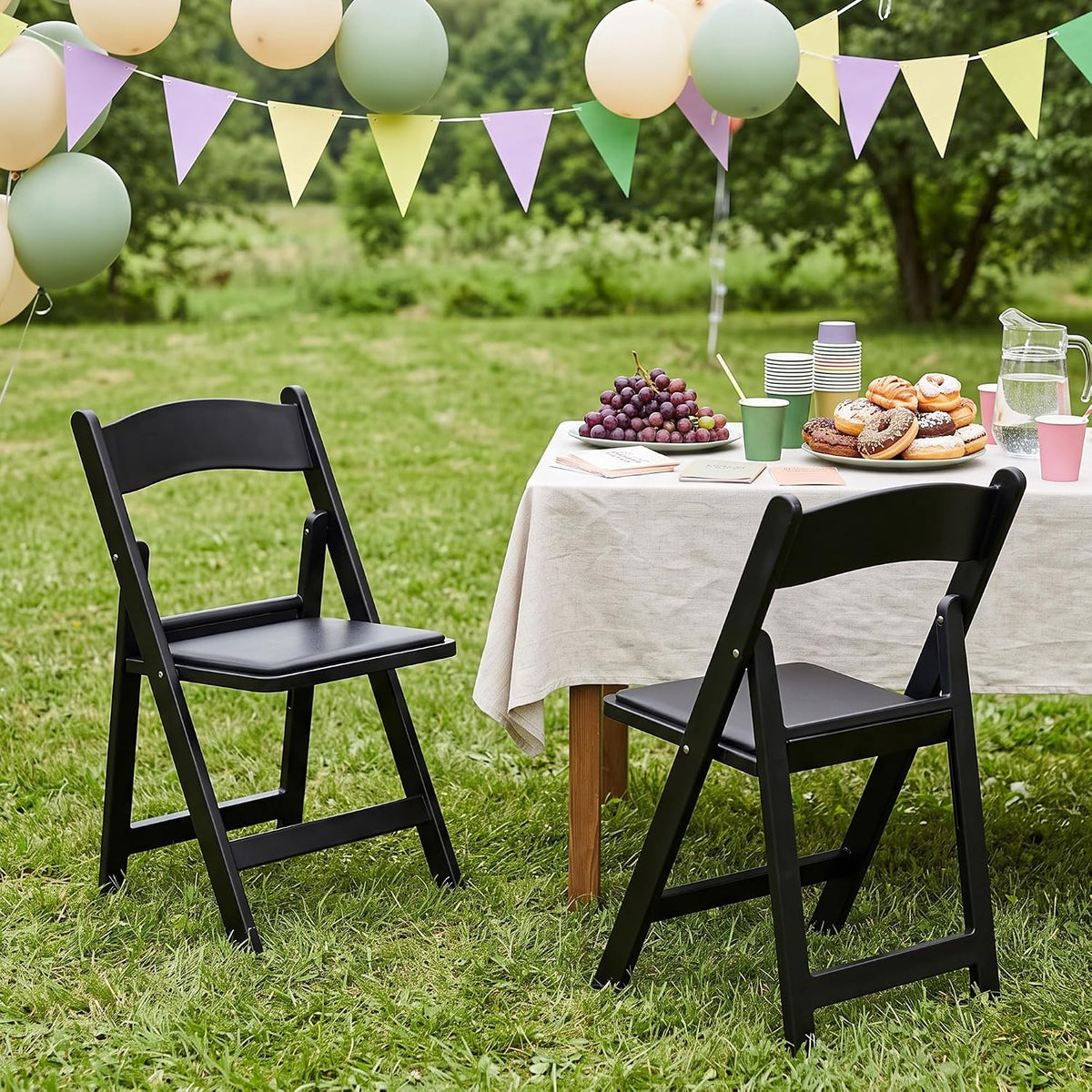 VECELO Folding Chair with Padded Seat  Foldable Resin Dining Chairs for Indoor Outdoor Use