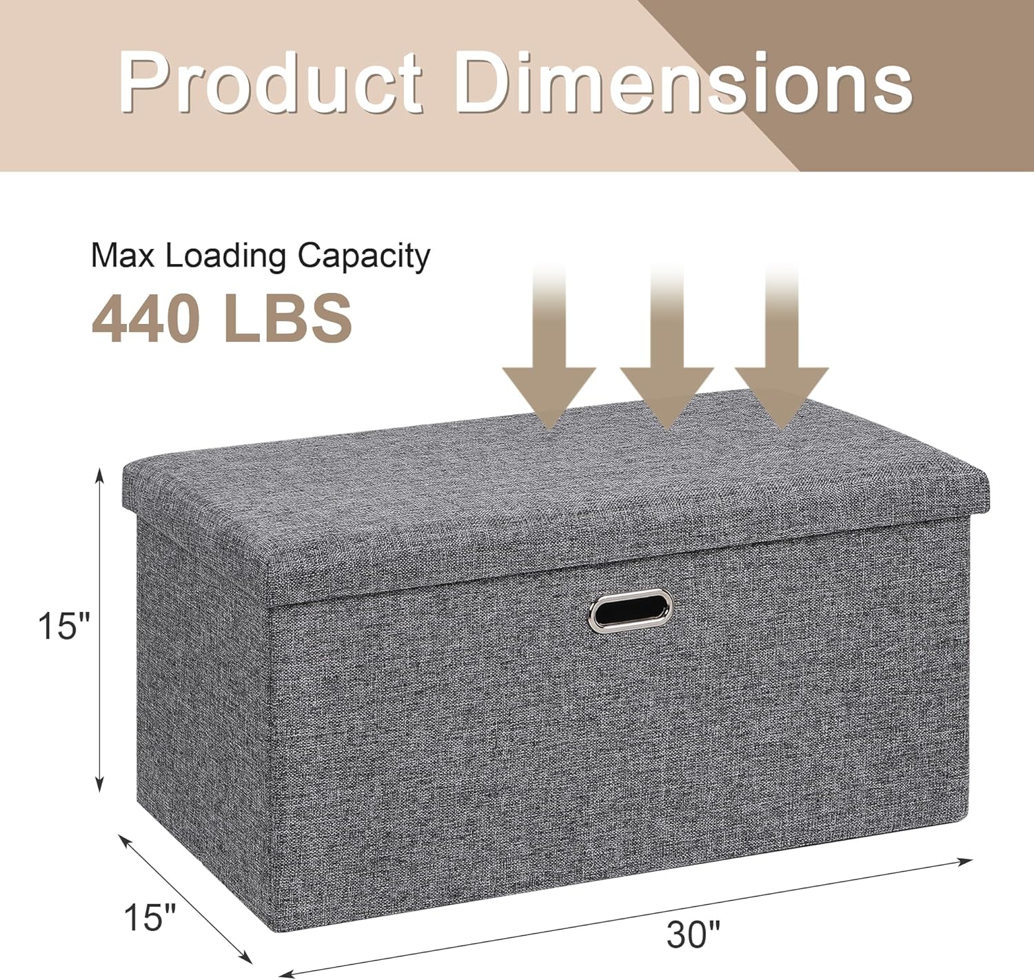 VECELO Folding Storage Ottoman Bench