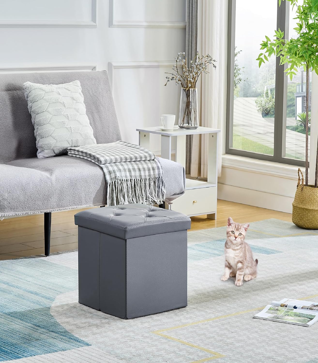 VECELO Storage Ottoman Bench End of Bed 43'' Footstool Footrest Stool Shoestool