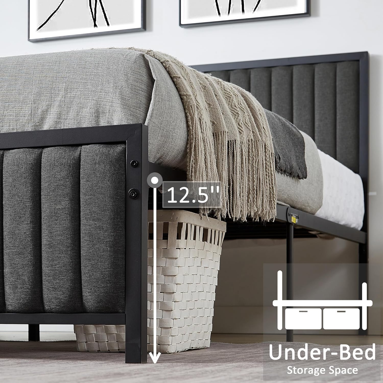 VECELO Bed Frame with Upholstered Tufted Headboard & Footboard - VECELO