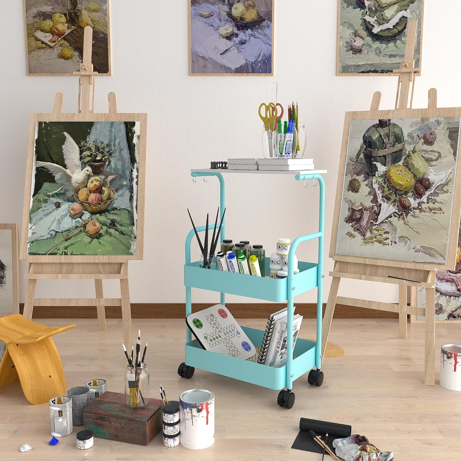 Storage Rolling Cart, 3 Tier Utility Cart Storage Unit Organizers