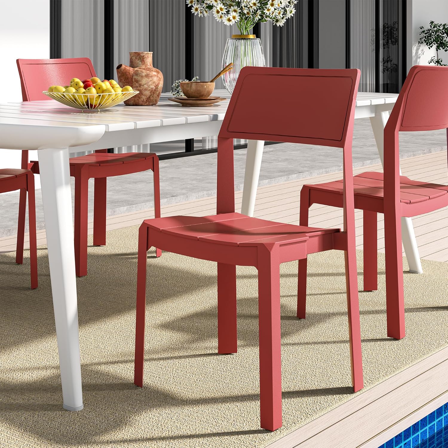 VECELO Dining Chairs Set of 4, Stackable Plastic Kitchen Chairs