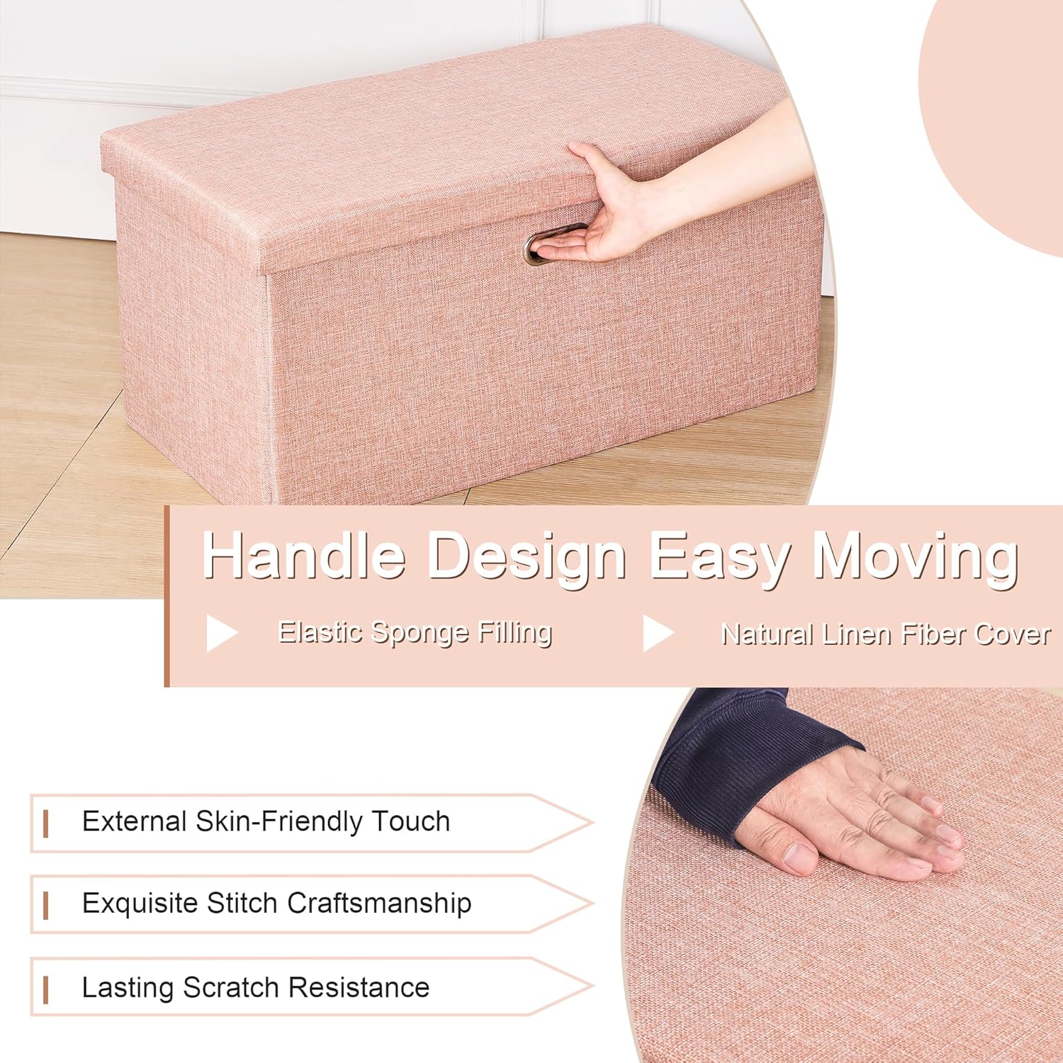VECELO Folding Storage Ottoman Bench