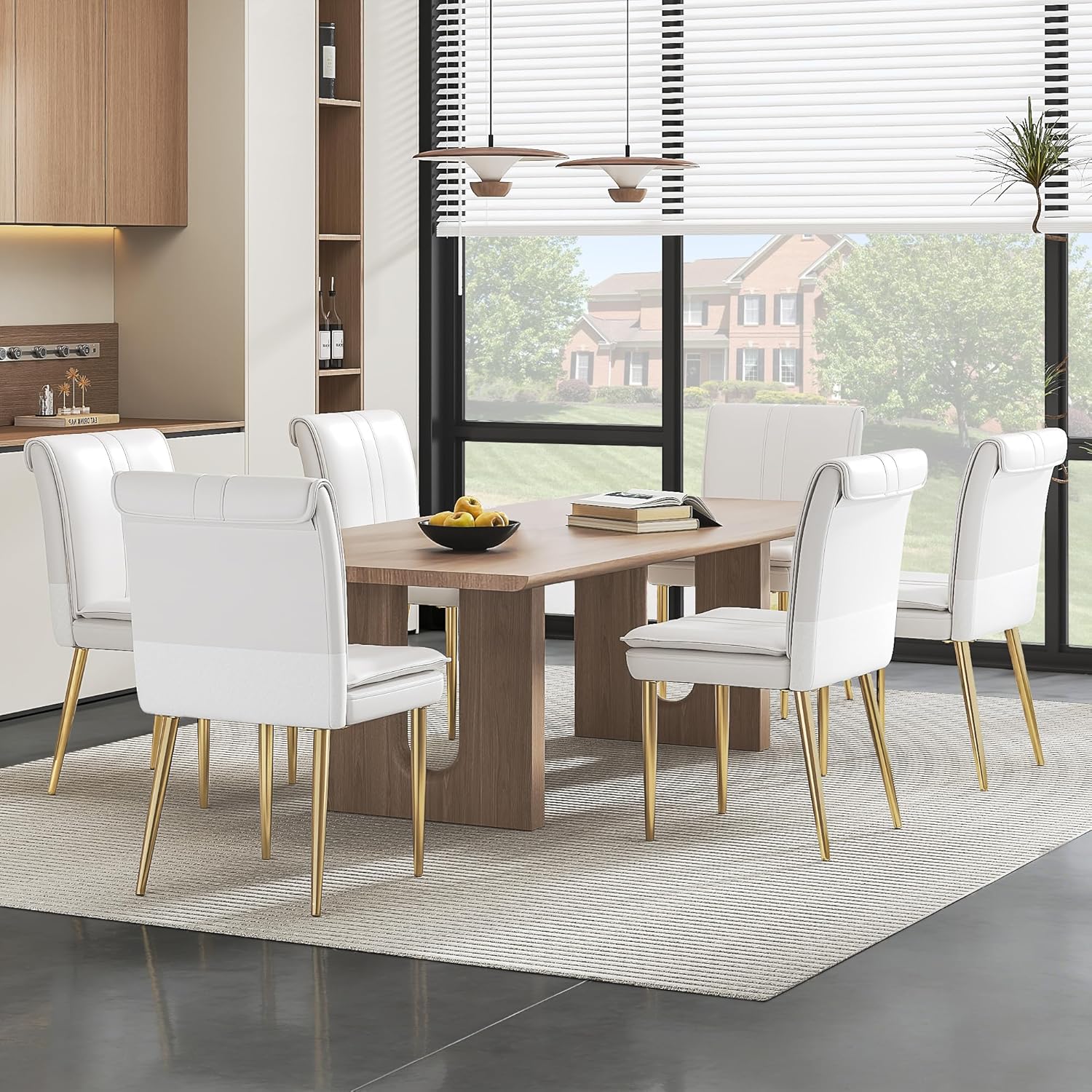 VECELO Upholstered PU Dining Chairs Set of 6