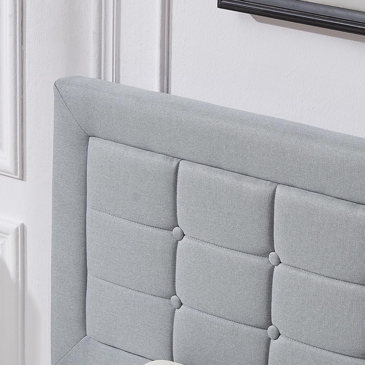 VECELO Upholstered Platform Bed Frame with Height Adjustable Headboard