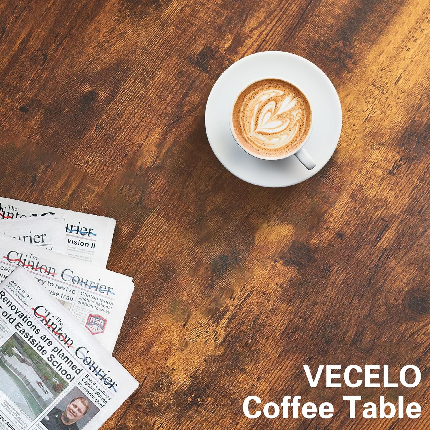 VECELO Coffee Table, Adjustable Coffee Table Set of 2 with End Table for Living Room - VECELO