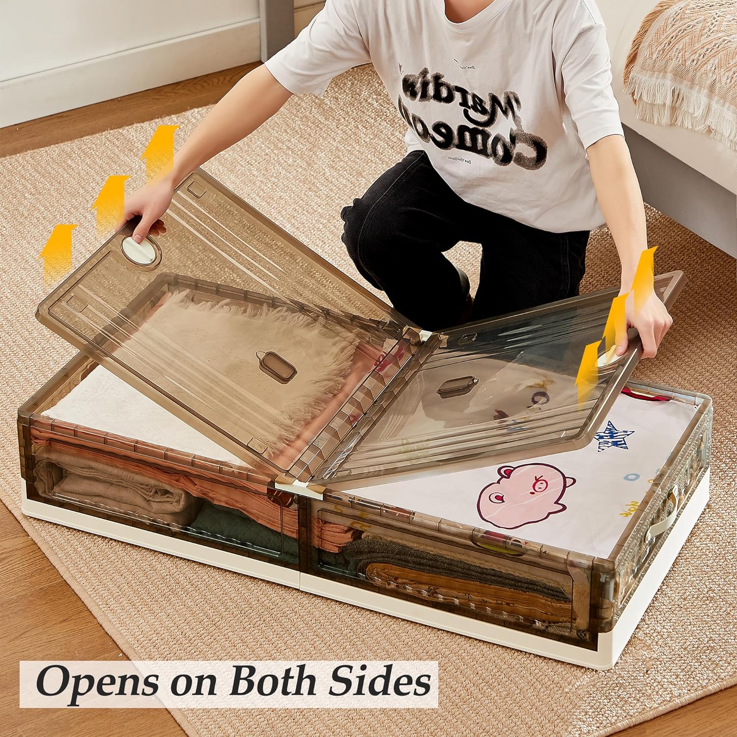 VECELO Under Bed Storage with Wheels,Stackable Under Bed Storage Containers