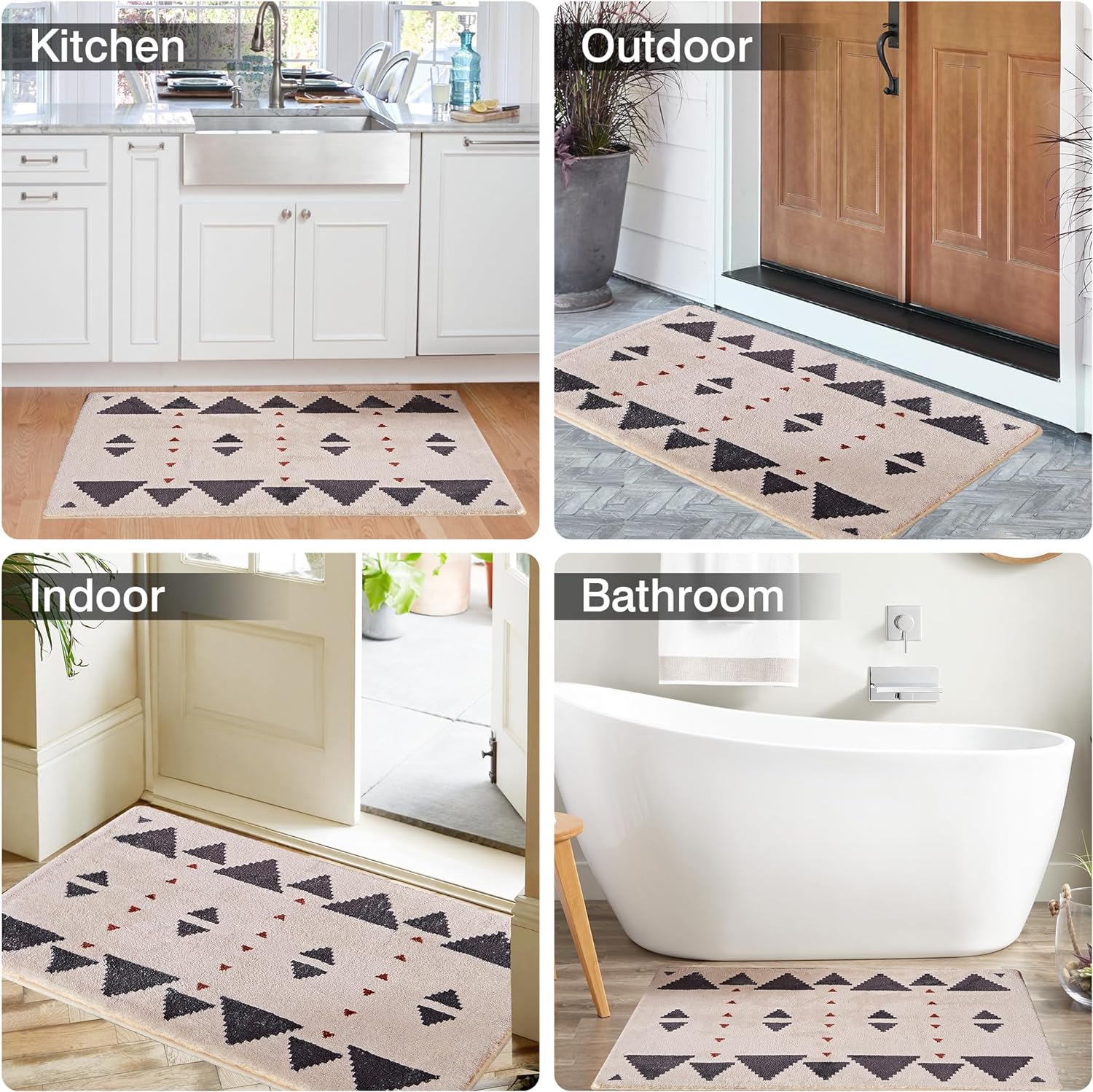 VECELO Outdoor Front Door Mat Outside Entrance, Low-Profile Welcome Mat