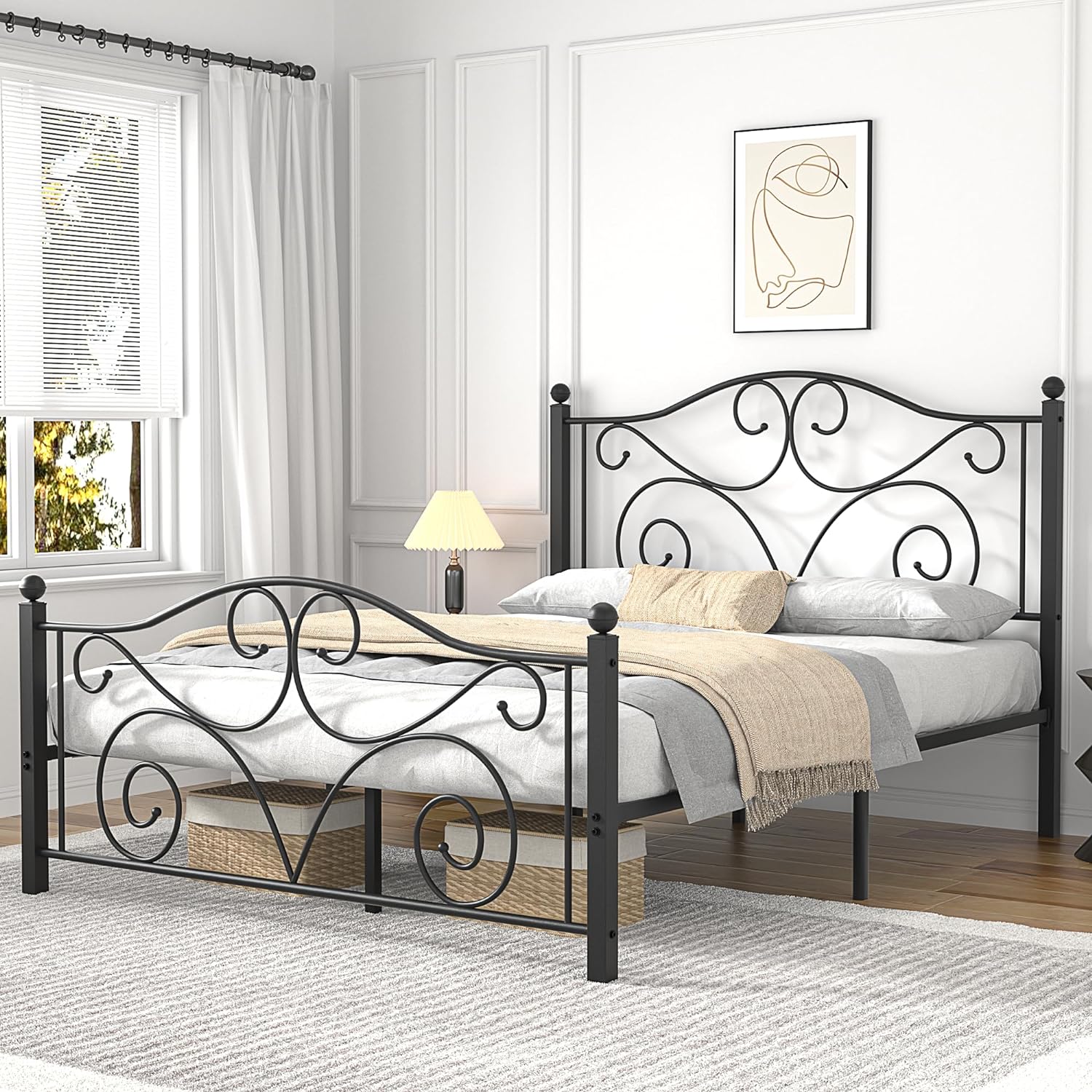 VECELO Classic Metal Bed Frame Mattress Foundation - VECELO