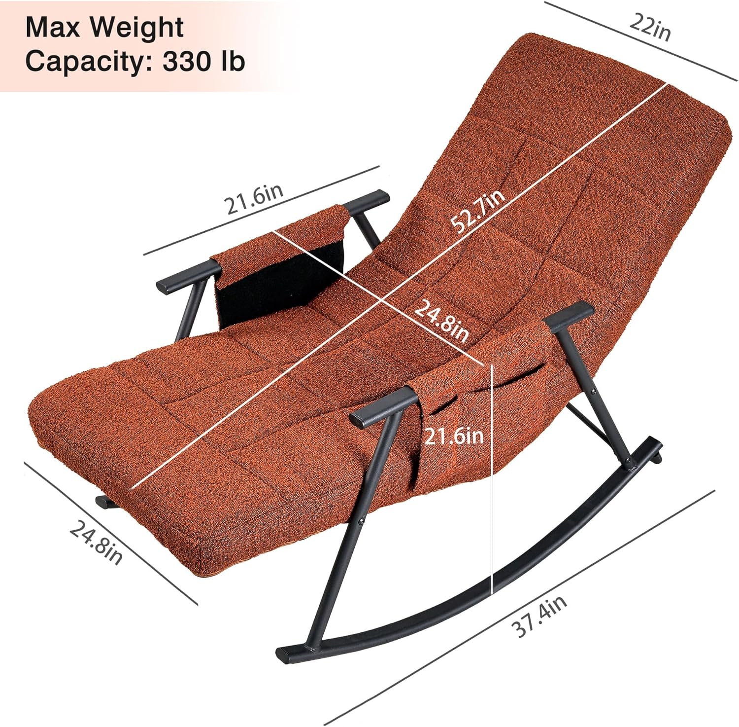 VECELO High Back Nursery Rocking Chair with Foot Rest, Teddy Upholstered Reclining Glider Rocker