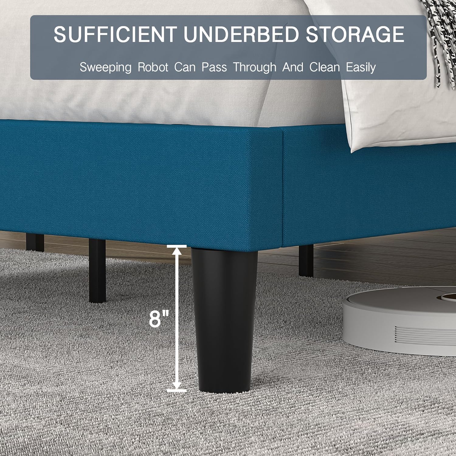 VECELO Upholstered Platform Bed,Mattress Foundation with Headboard