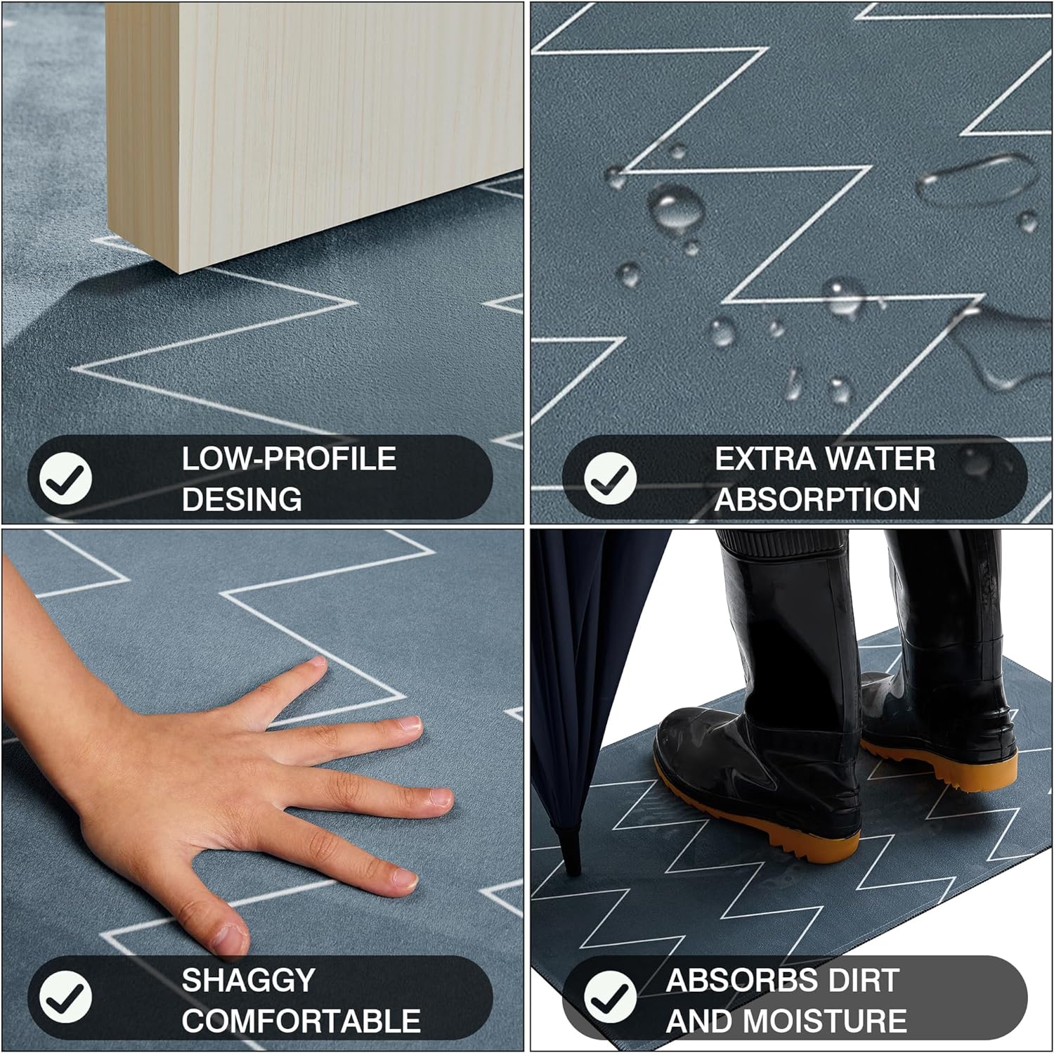 VECELO Outdoor Front Door Mat Outside Entrance, Low-Profile Welcome Mat