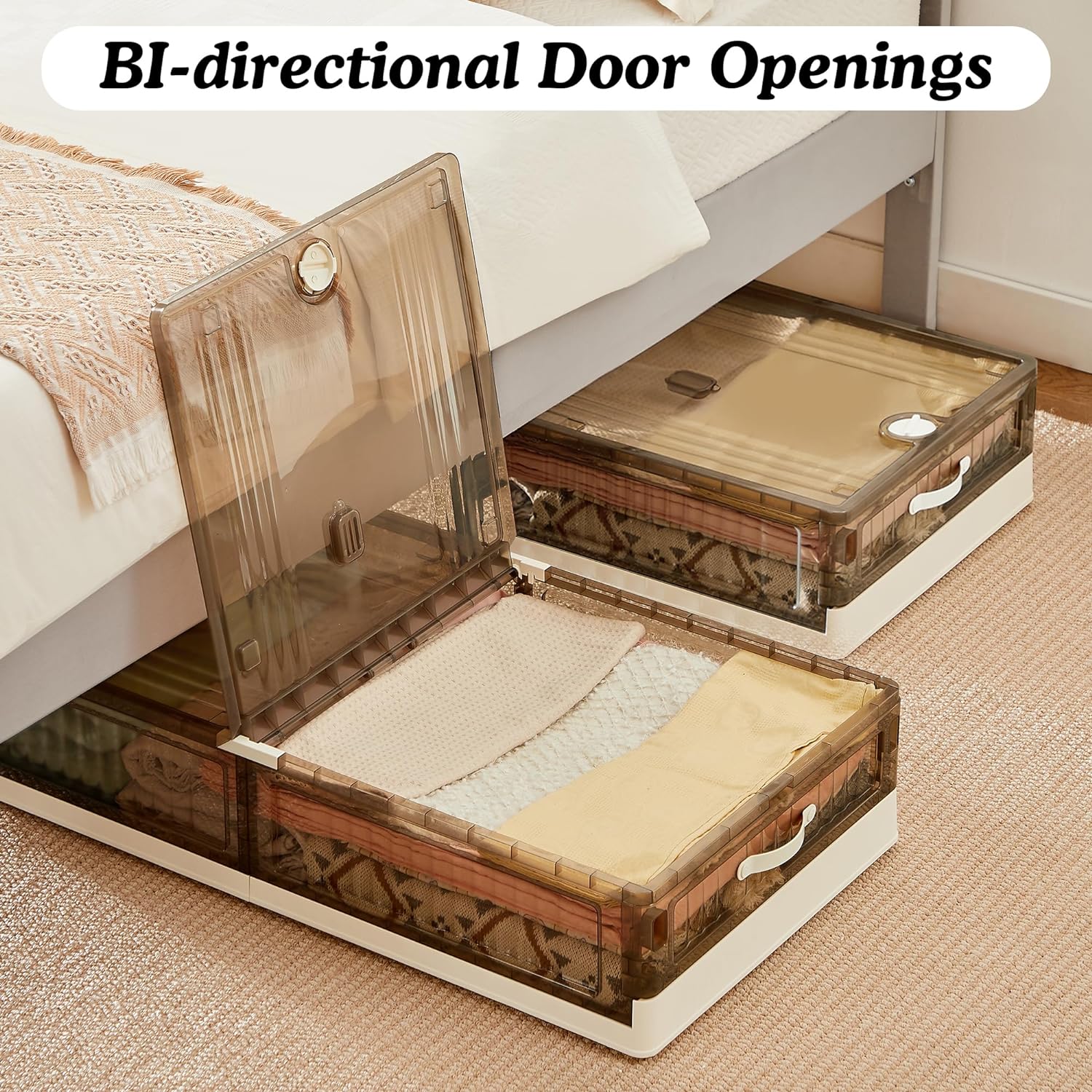 VECELO Under Bed Storage with Wheels,Stackable Under Bed Storage Containers