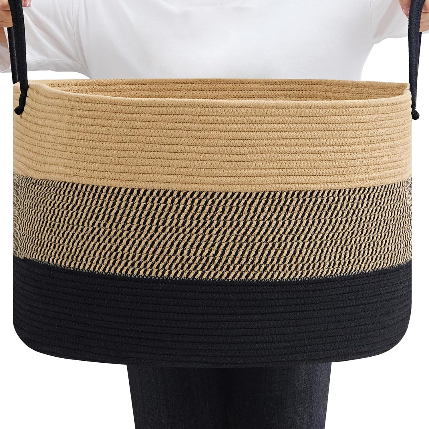 VECELO Large Blanket Basket (21.7"x13.8")