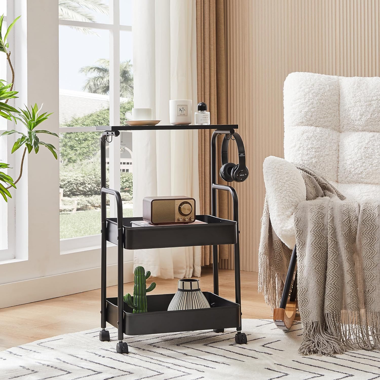 Storage Rolling Cart, 3 Tier Utility Cart Storage Unit Organizers