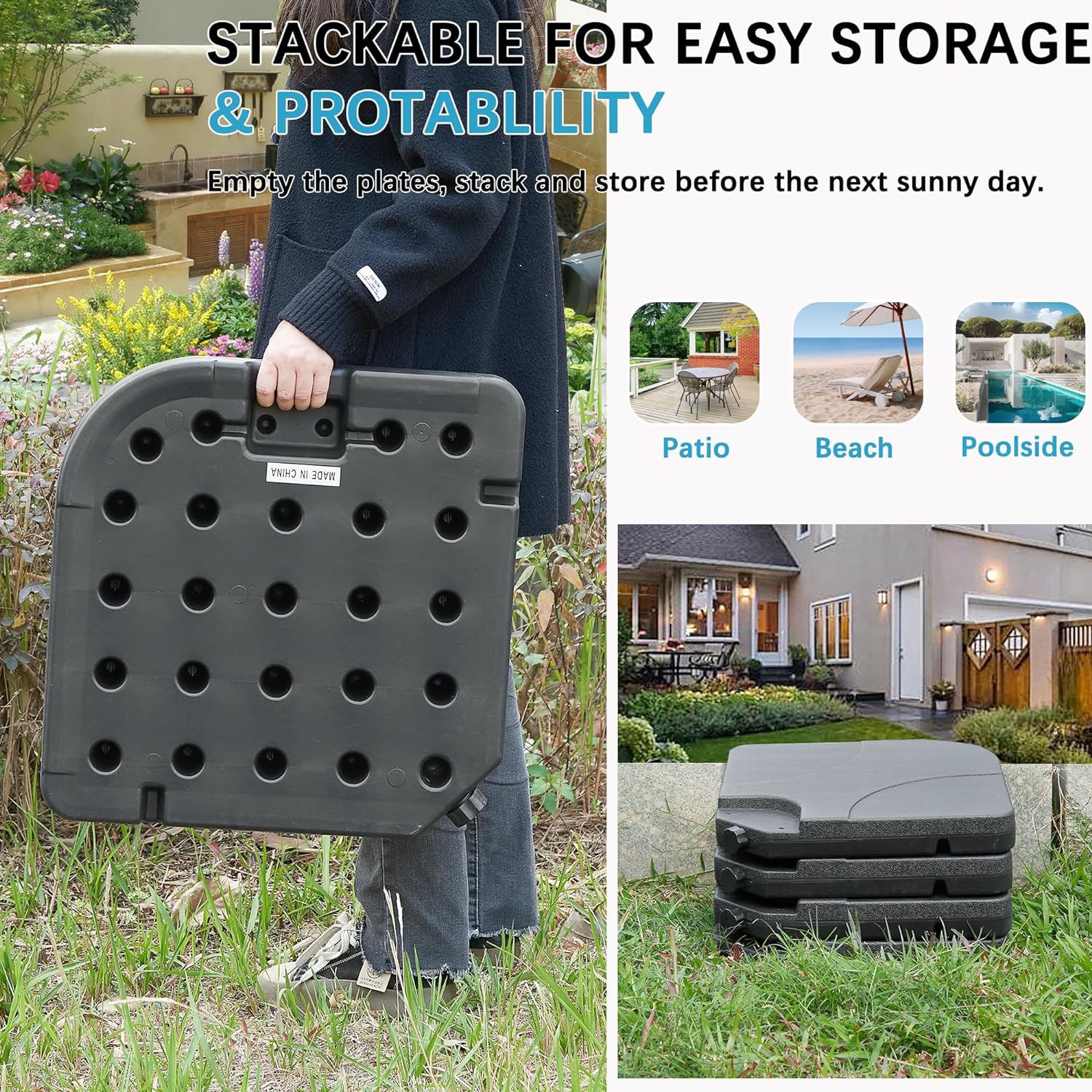 VECELO 4-Piece Heavy-Duty Cantilever Offset Patio Umbrella Base/Stand Outdoor - VECELO