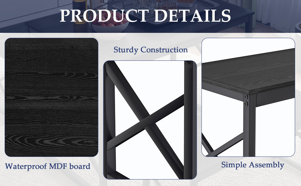 VECELO Kitchen Table with 2 Benches for 4