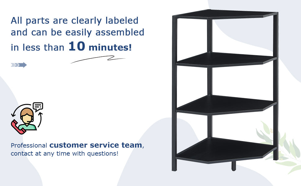 VECELO 31" Tall Corner Shelf/4-Tier Display Shelves with Metal Frame