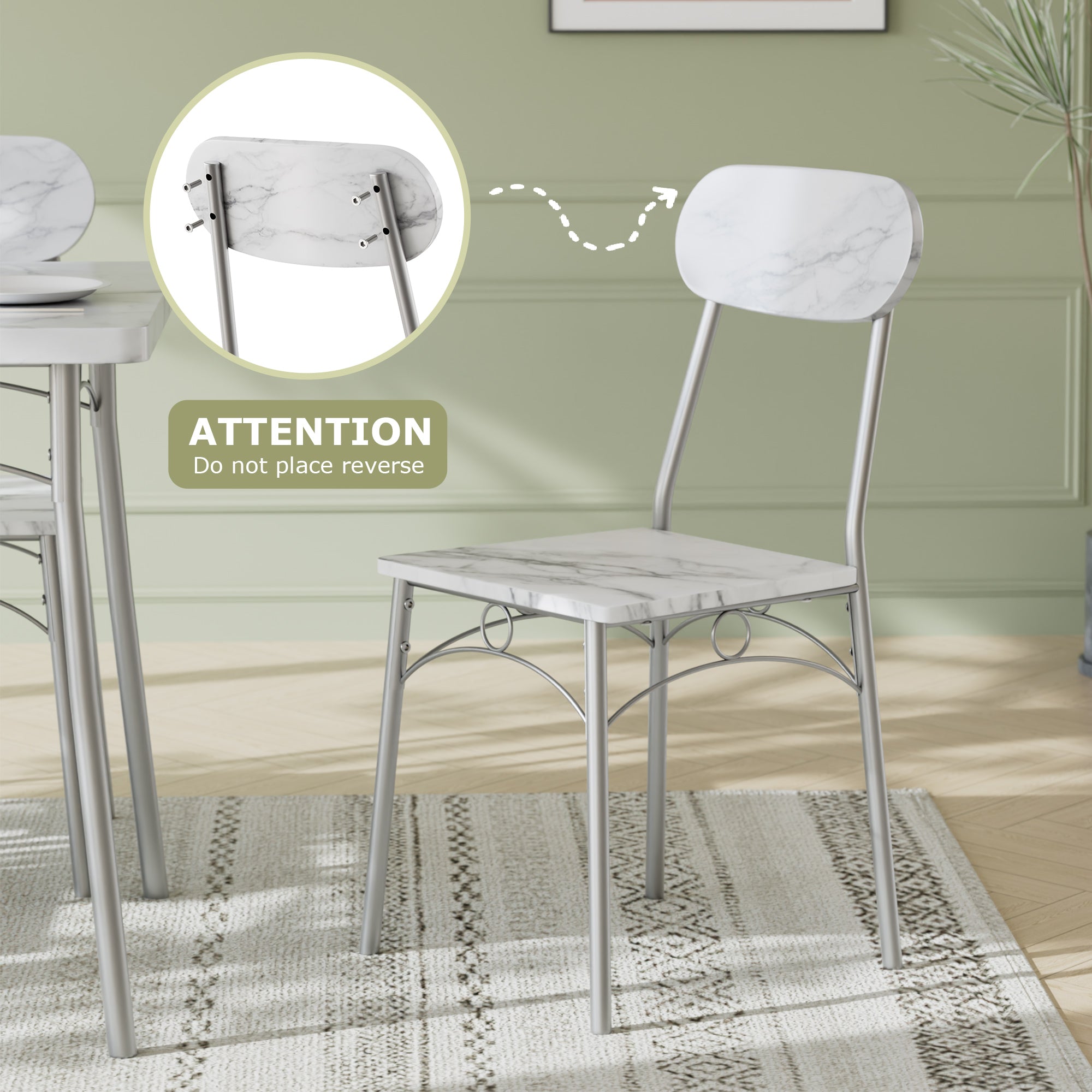 VECELO  Farmhouse Style 5 Piece Dining Table Set Metal and Wood Rectangular Table with 4 Chairs