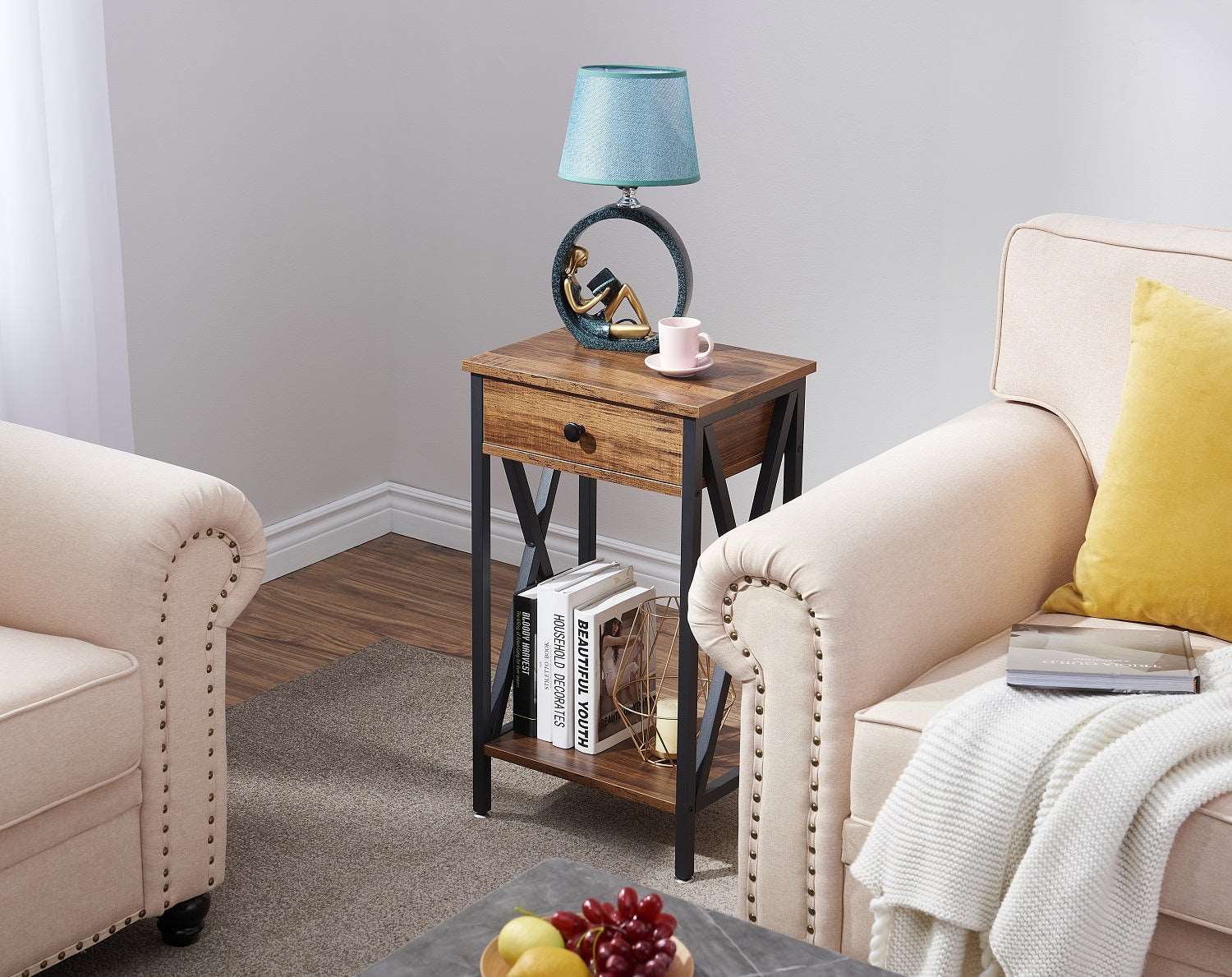 VECELO 27.6‘’ Tall Nightstand End Side Table, 1 pack/2 packs - VECELO