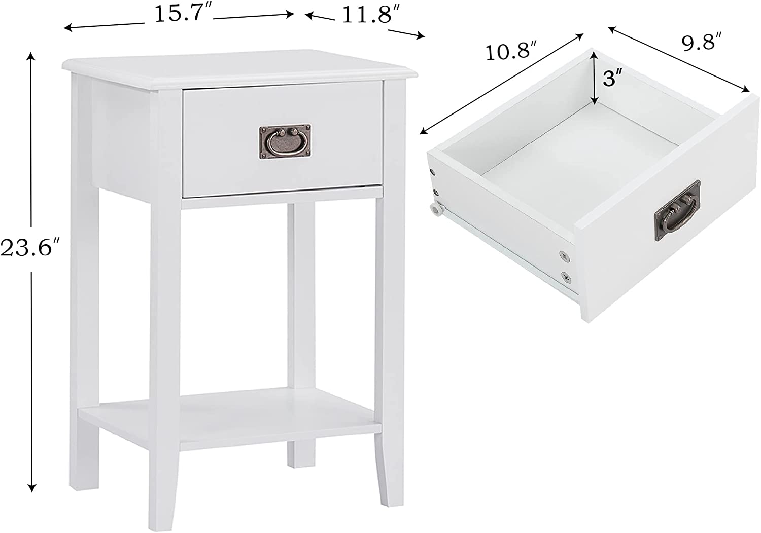 VECELO Modern Nightstands Set of 2, Side End Table with Drawers
