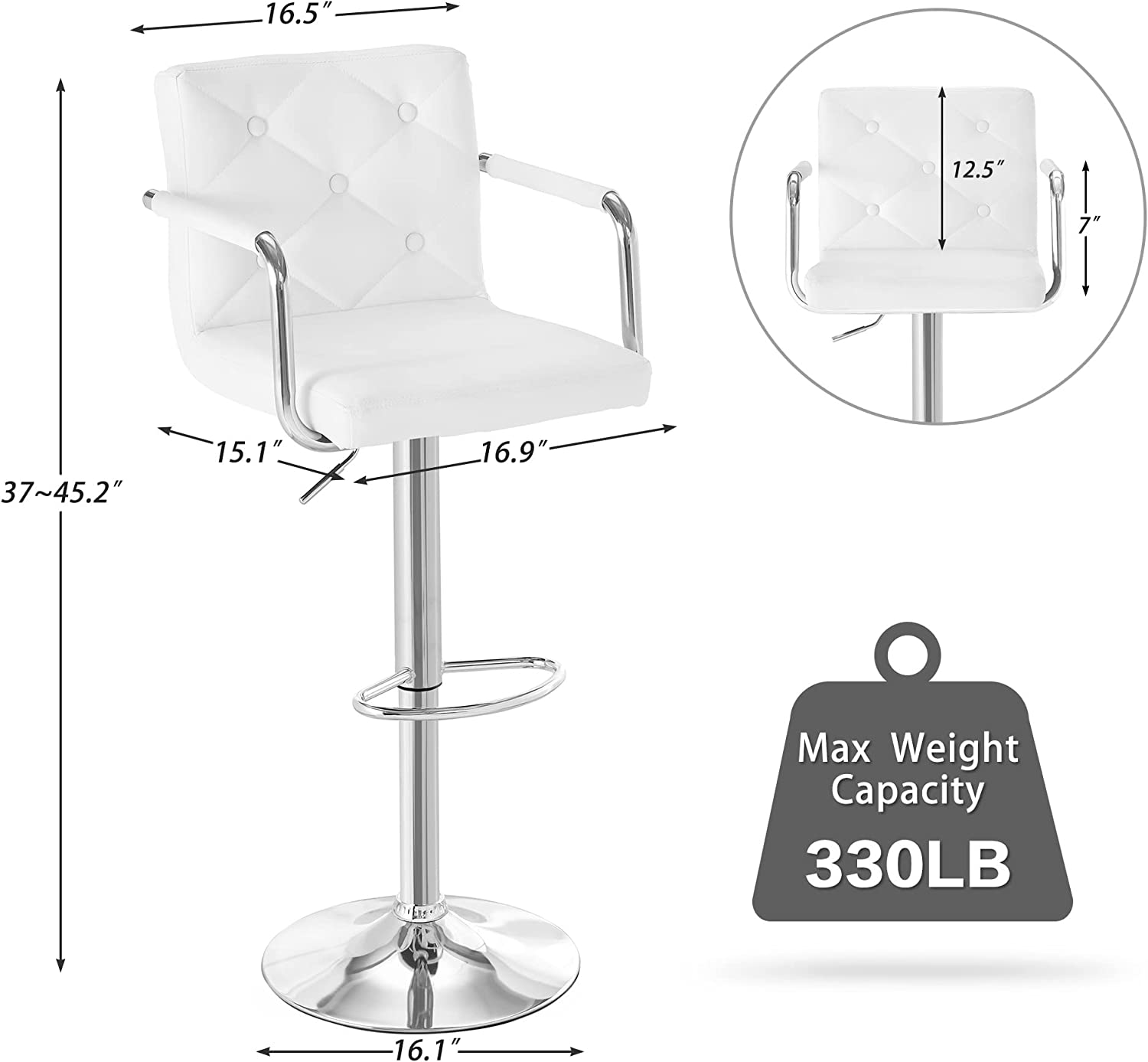 VECELO Adjustable Counter Height Bar Stools Set of 2 - VECELO