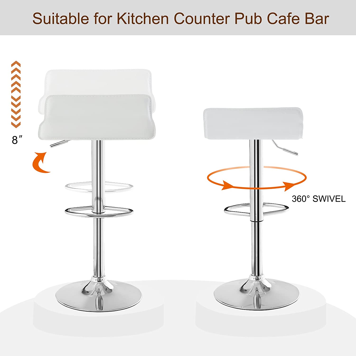 VECELO Counter Height Bar Stools Set of 2, Adjustable Barstools - VECELO