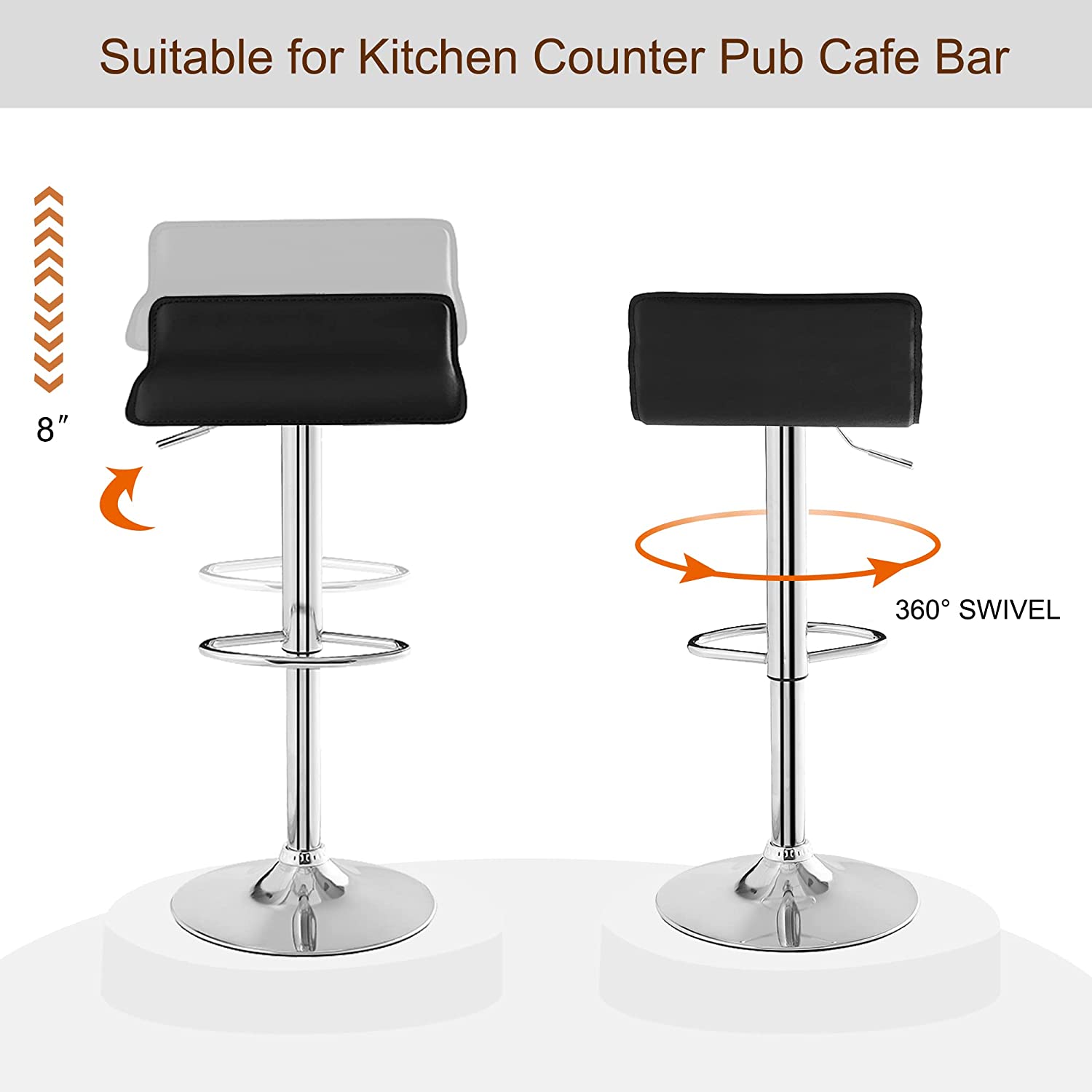 VECELO Counter Height Bar Stools Set of 2, Adjustable Barstools - VECELO