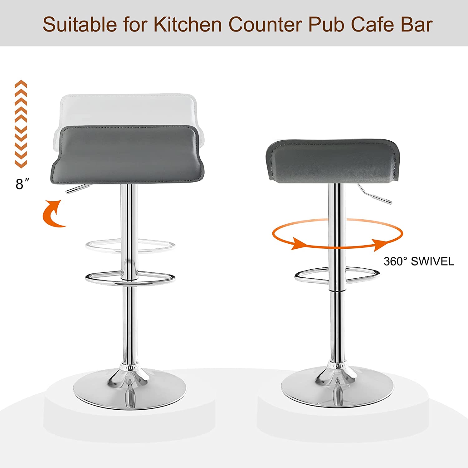 VECELO Counter Height Bar Stools Set of 2, Adjustable Barstools - VECELO