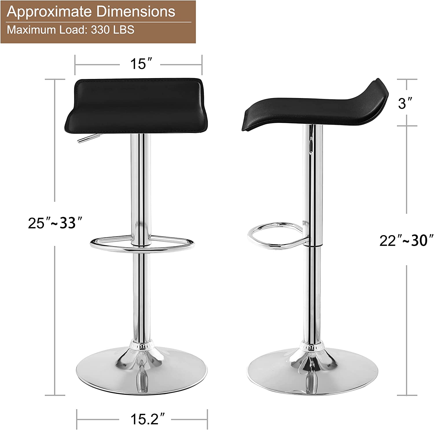 VECELO Counter Height Bar Stools Set of 2, Adjustable Barstools - VECELO