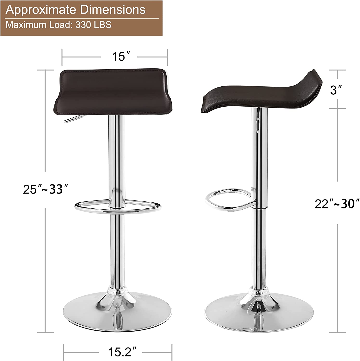 VECELO Counter Height Bar Stools Set of 2, Adjustable Barstools - VECELO