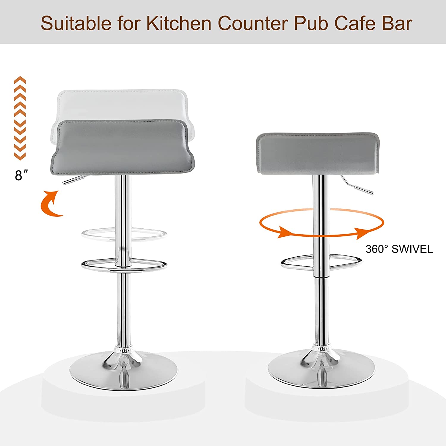 VECELO Counter Height Bar Stools Set of 2, Adjustable Barstools - VECELO
