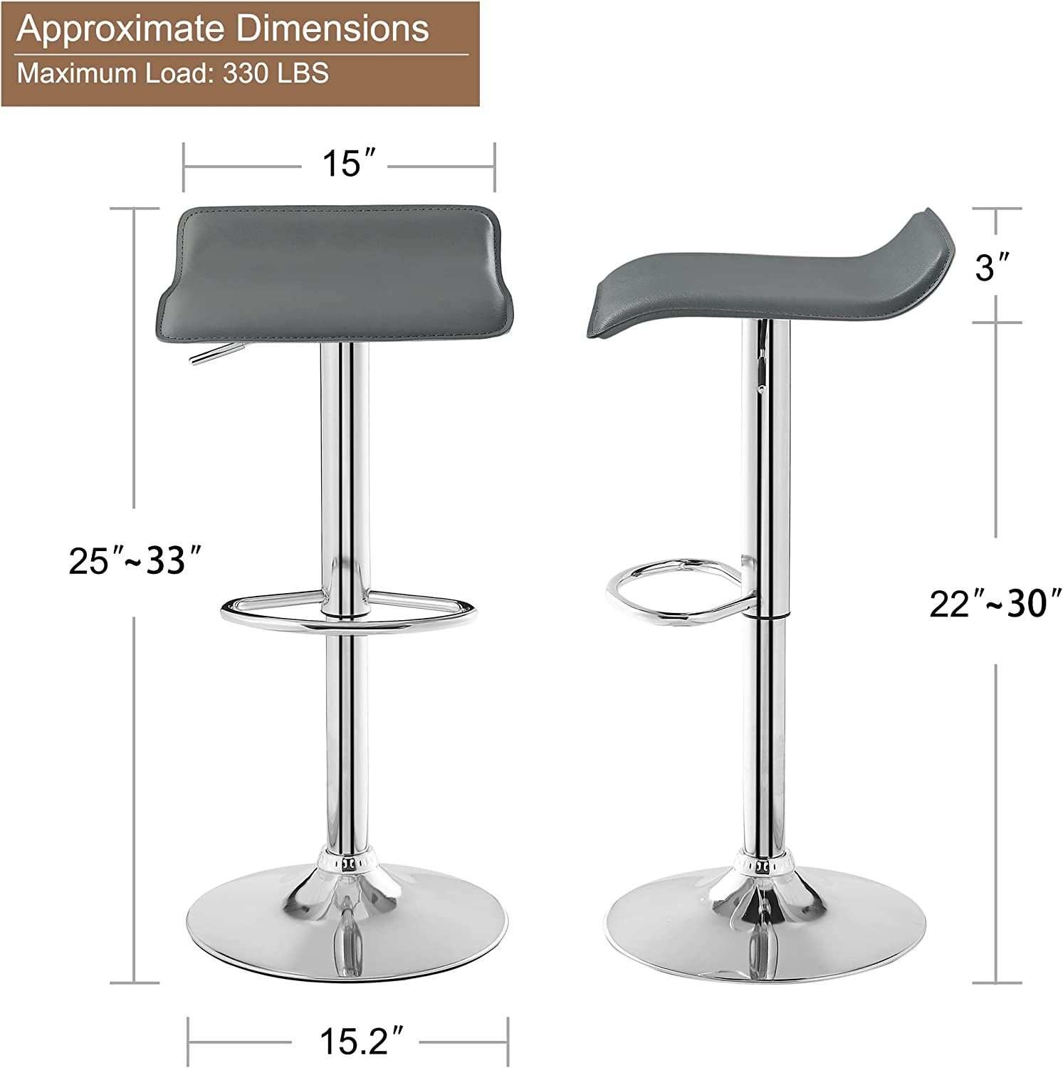 VECELO Counter Height Bar Stools Set of 2, Adjustable Barstools - VECELO