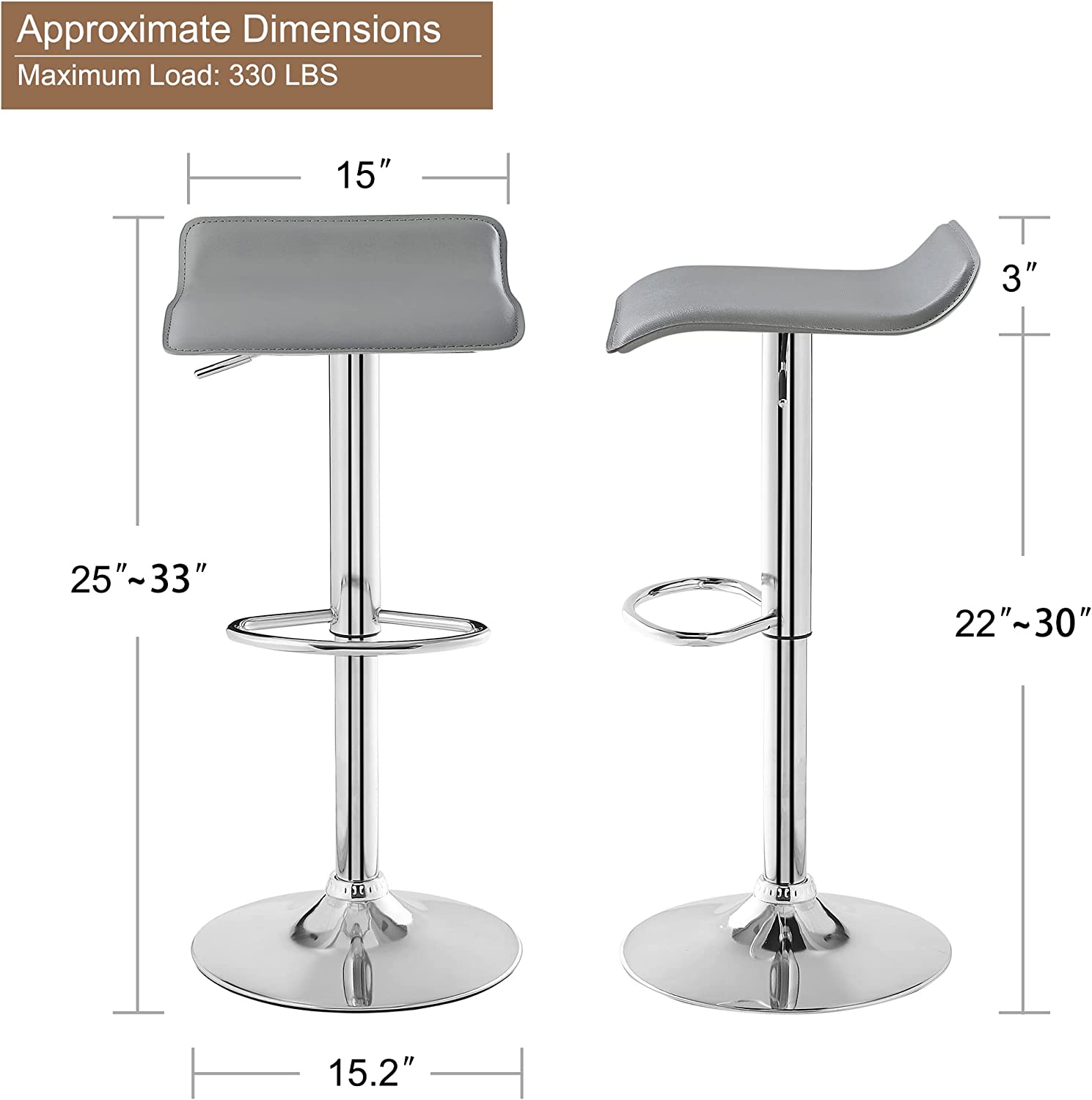 VECELO Counter Height Bar Stools Set of 2, Adjustable Barstools - VECELO