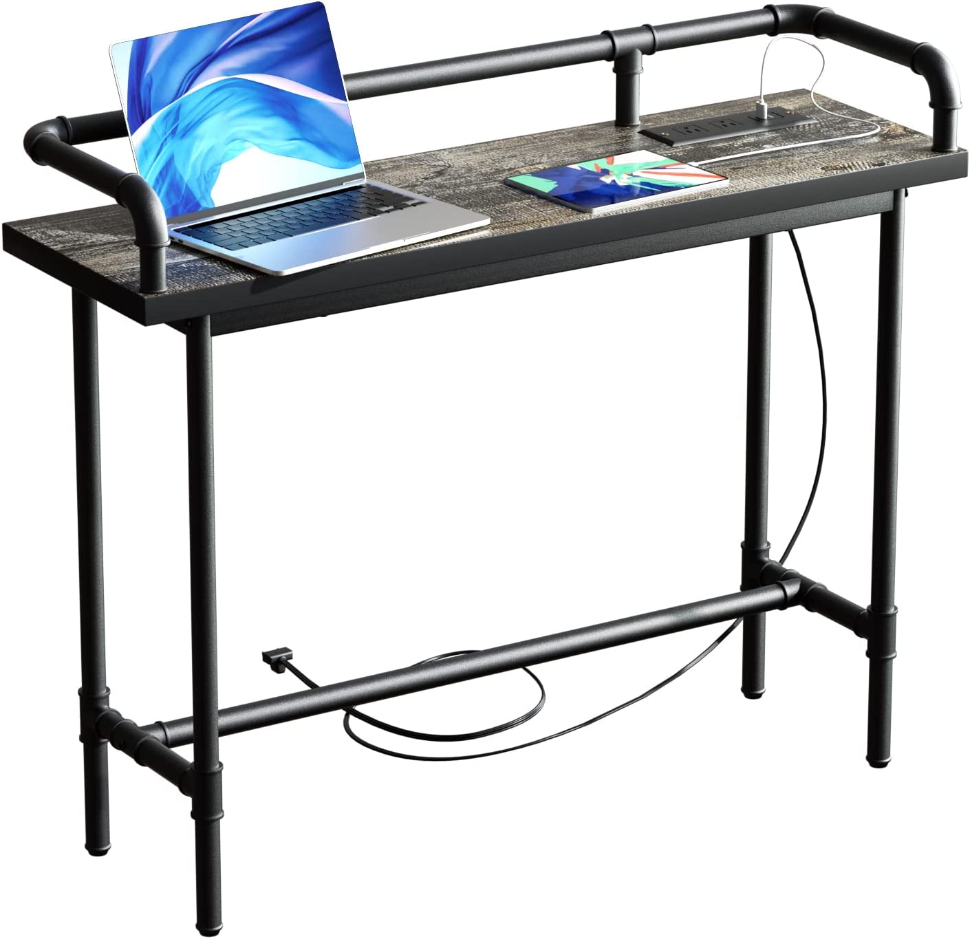 VECELO Extra Long Console/Sofa Table with Charging Station&Power Outle - VECELO