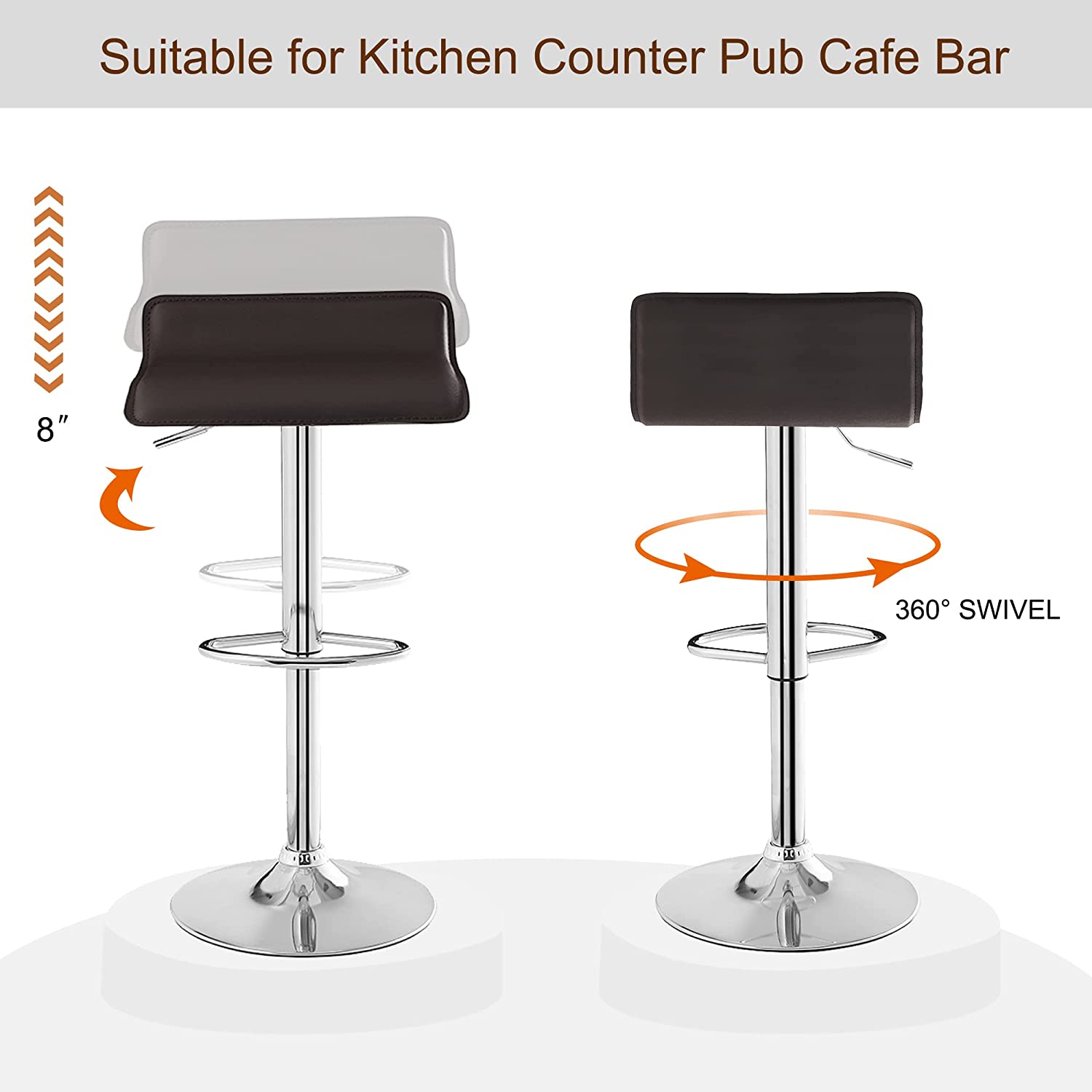 VECELO Counter Height Bar Stools Set of 2, Adjustable Barstools - VECELO