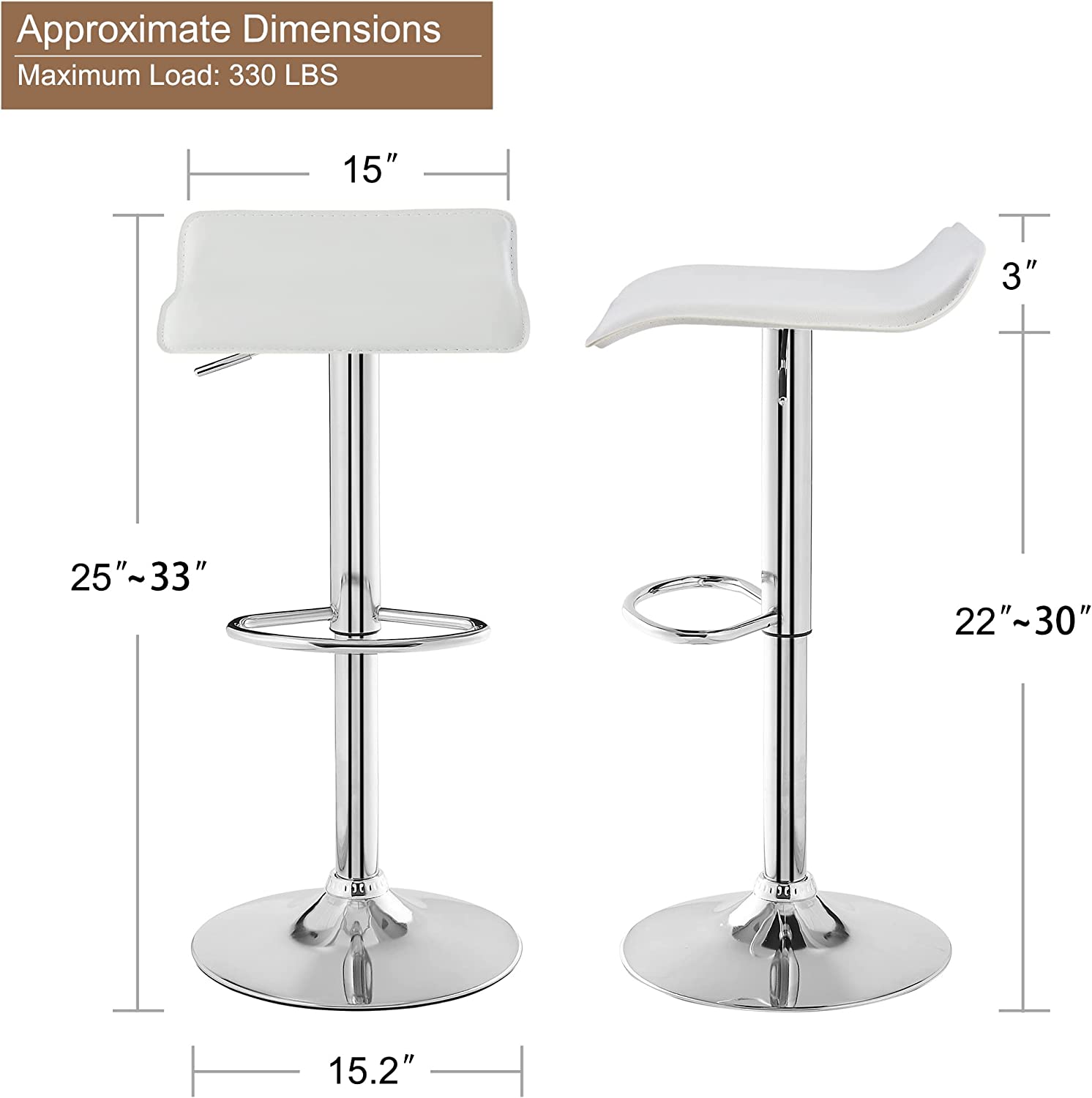 VECELO Counter Height Bar Stools Set of 2, Adjustable Barstools - VECELO