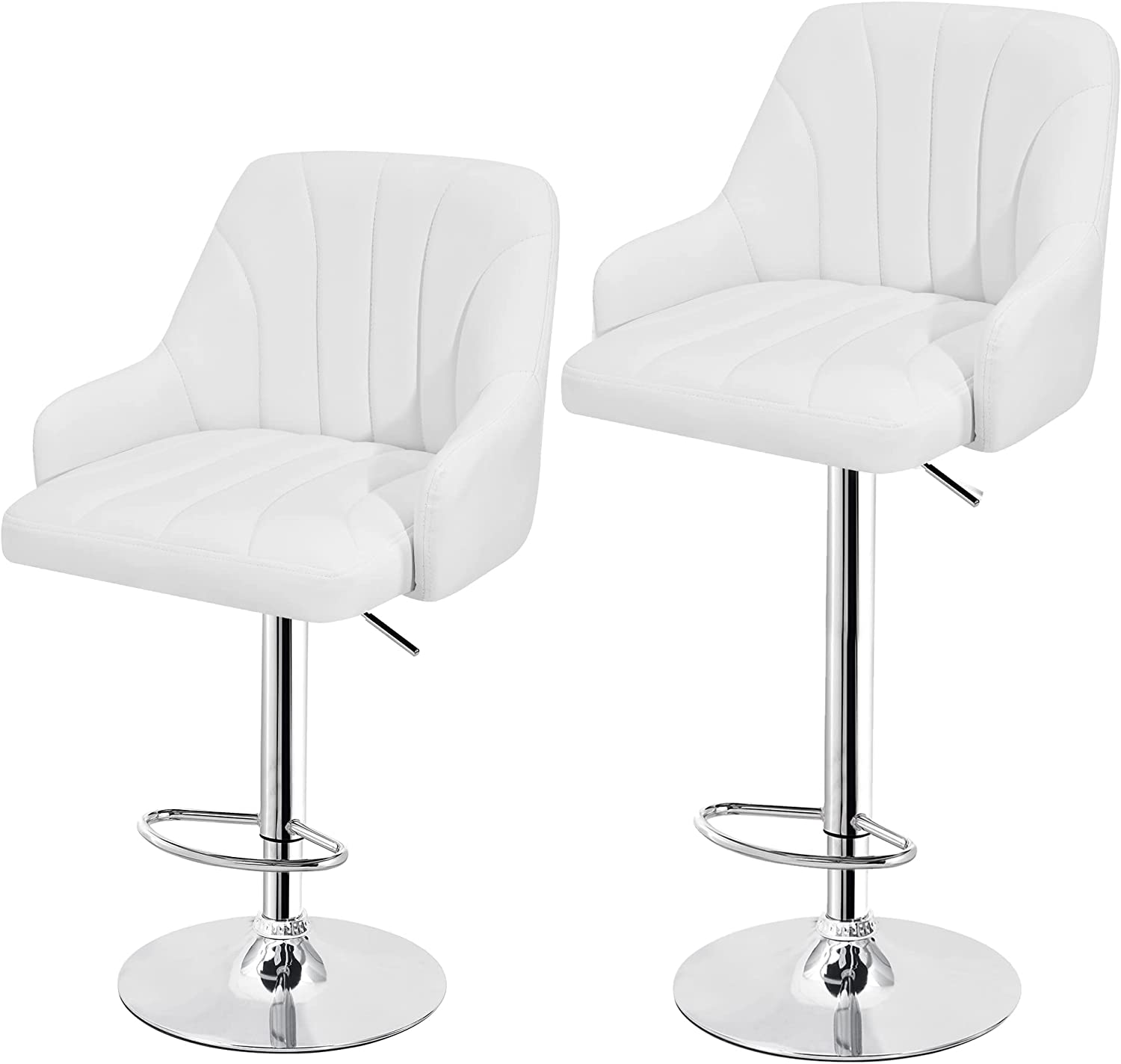 VECELO Adjustable Counter Height Bar Stools with Back and Arm Stools Set of 2 - VECELO